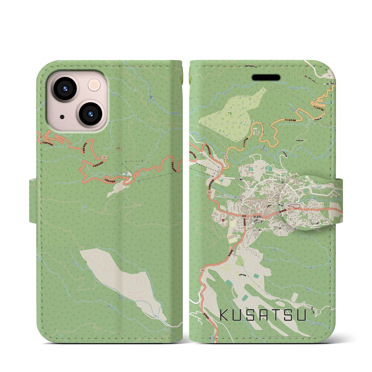 【草津(群馬県)】地図柄iPhoneケース(手帳タイプ)