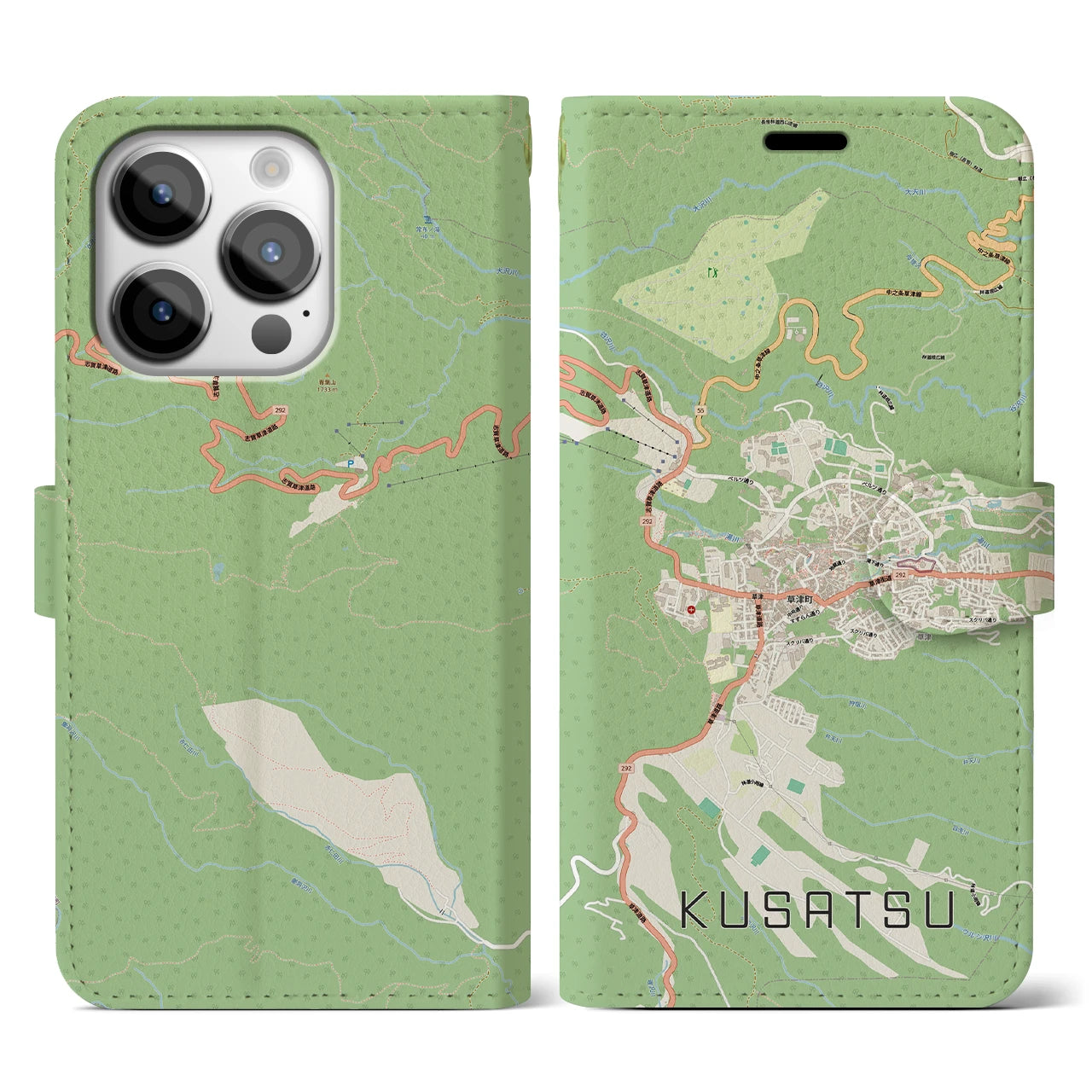 【草津(群馬県)】地図柄iPhoneケース(手帳タイプ)