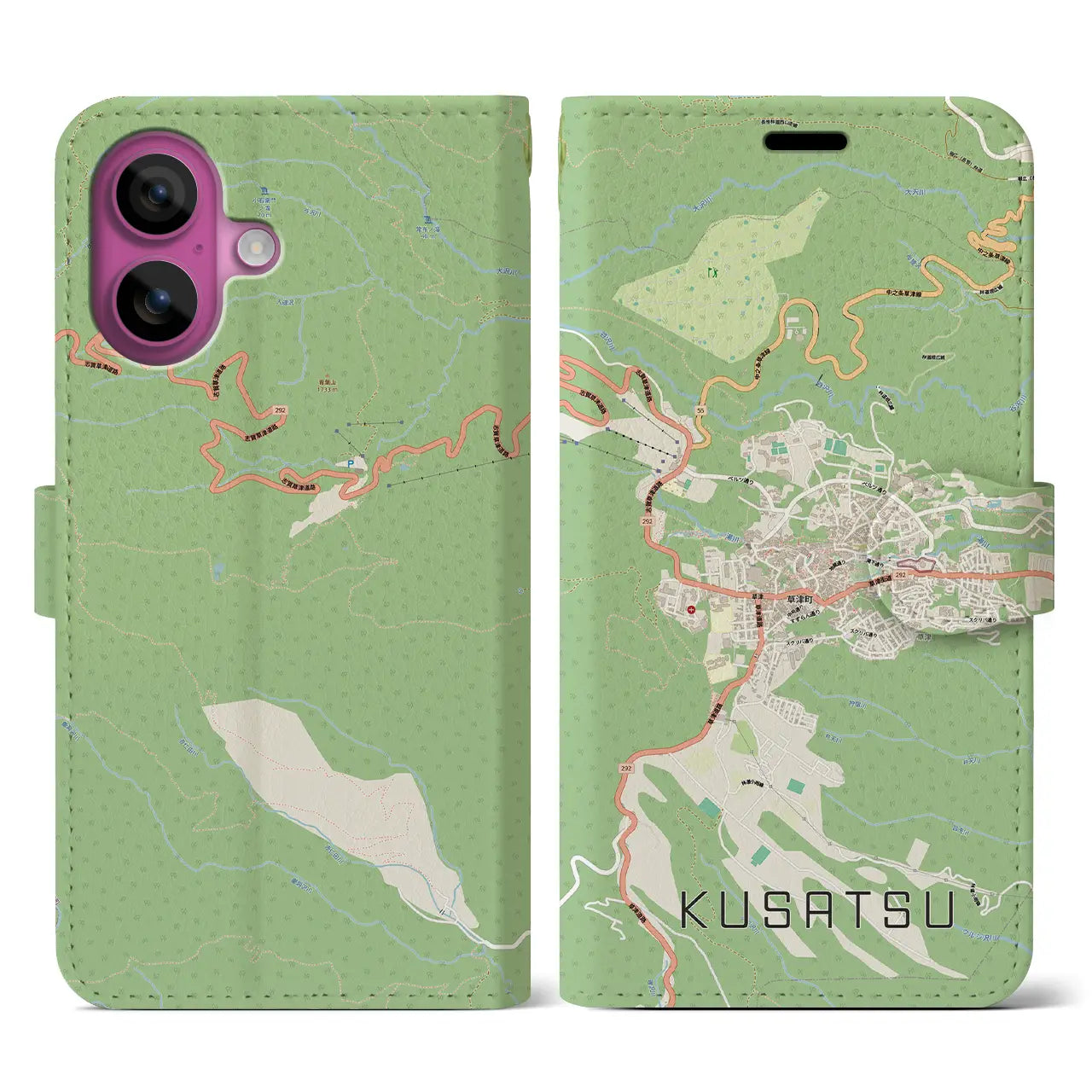 【草津(群馬県)】地図柄iPhoneケース(手帳タイプ)