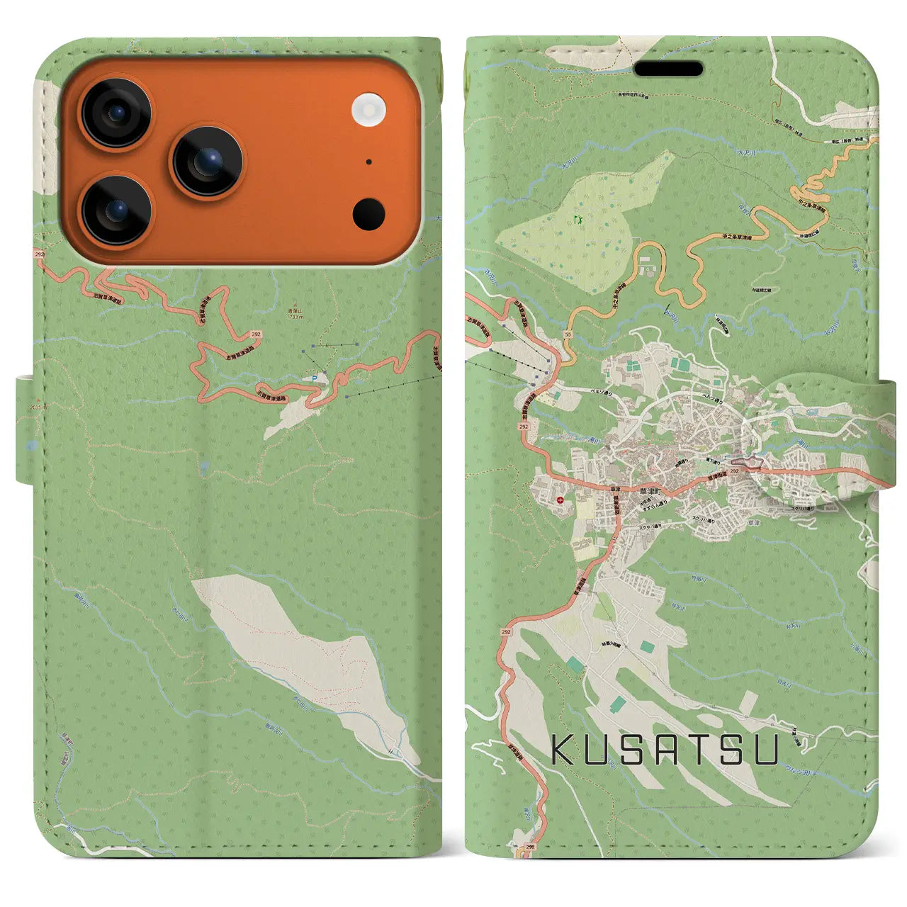 【草津(群馬県)】地図柄iPhoneケース(手帳タイプ)