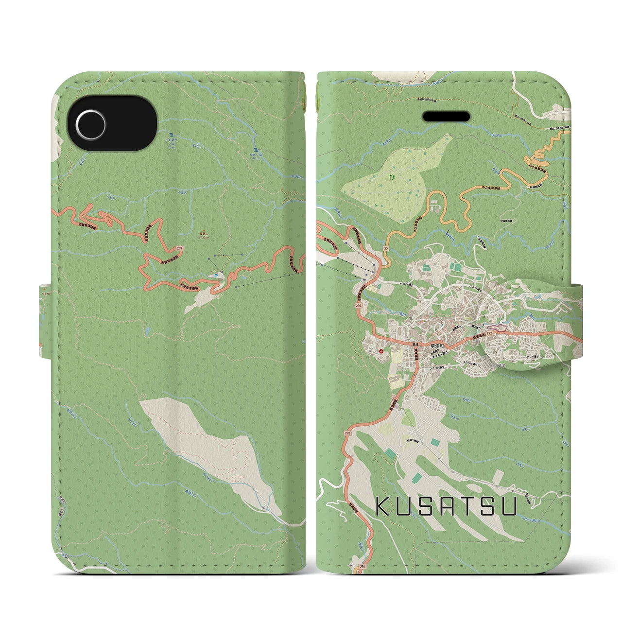 【草津(群馬県)】地図柄iPhoneケース(手帳タイプ)