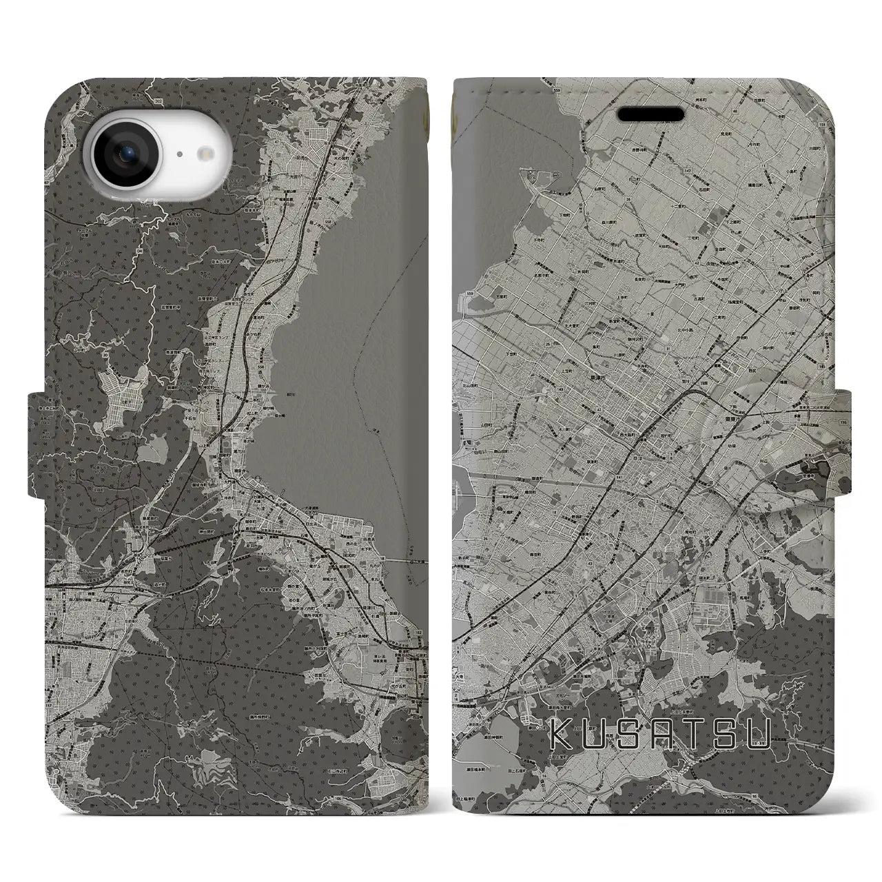 【草津(滋賀県)】地図柄iPhoneケース(手帳タイプ)