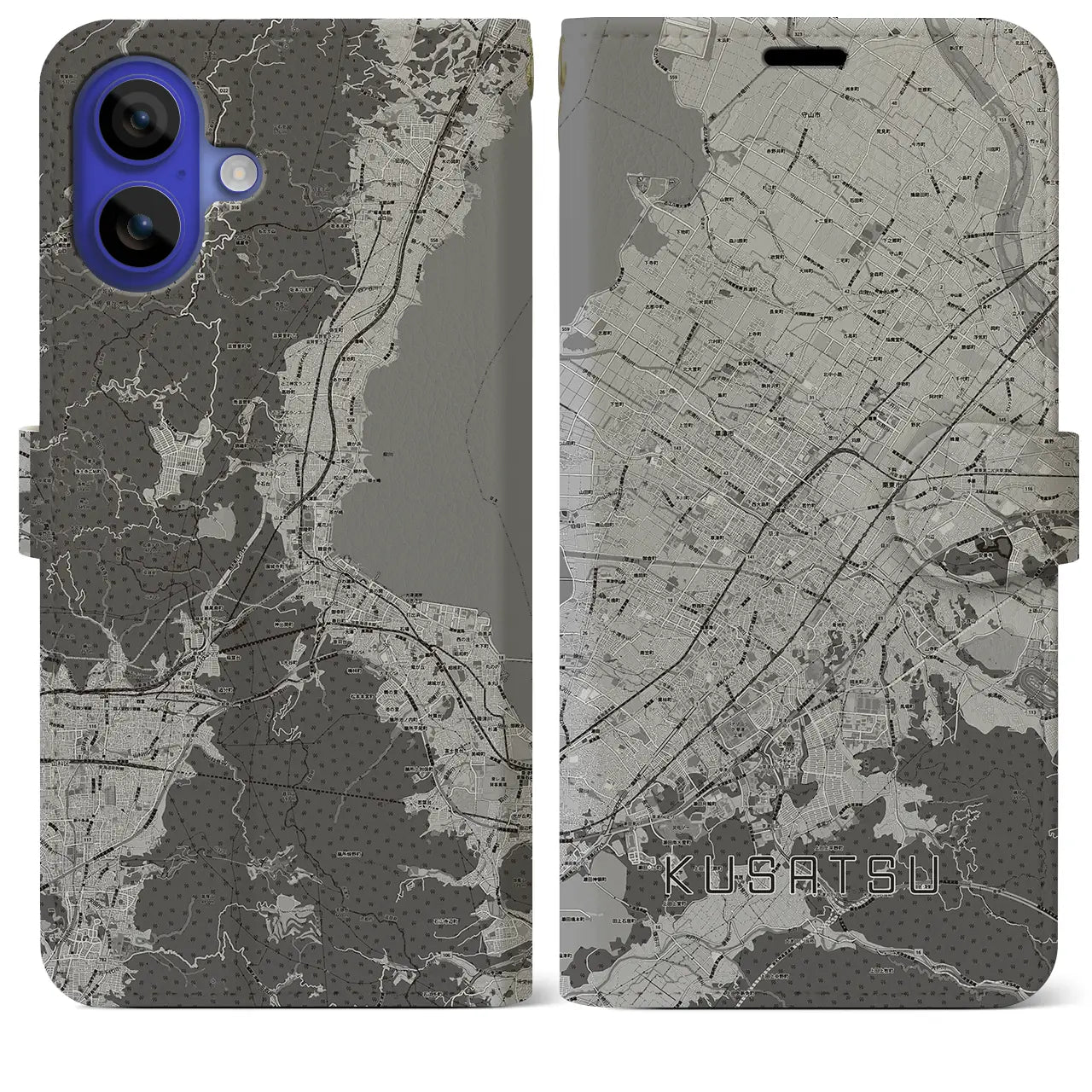 【草津(滋賀県)】地図柄iPhoneケース(手帳タイプ)