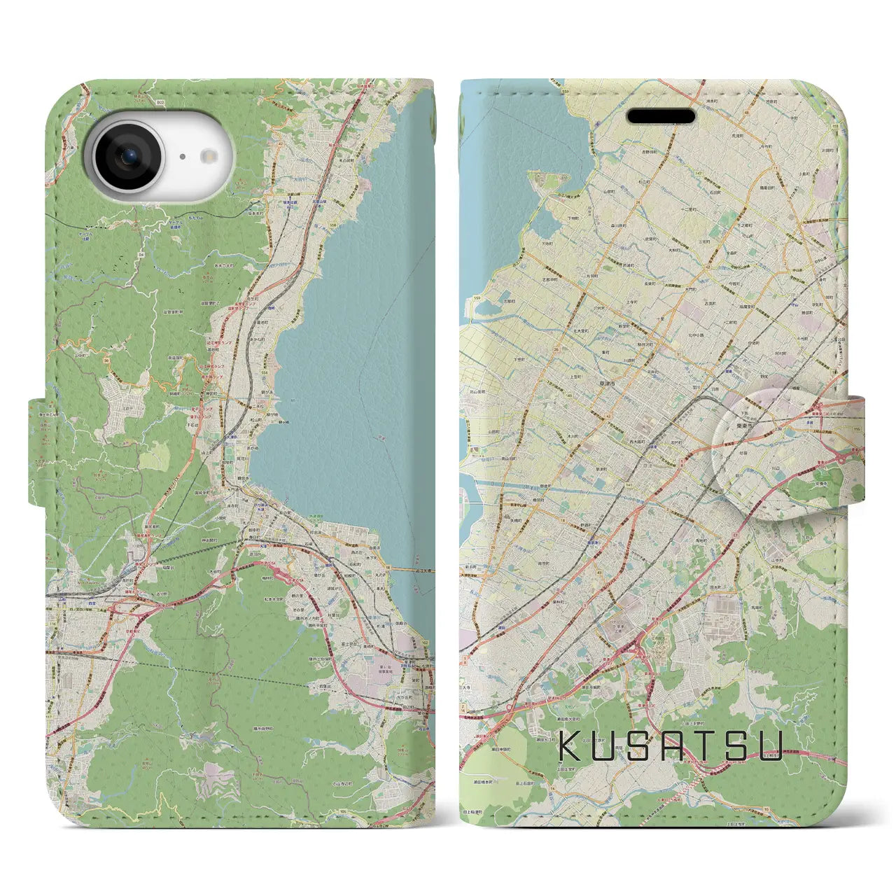 【草津(滋賀県)】地図柄iPhoneケース(手帳タイプ)