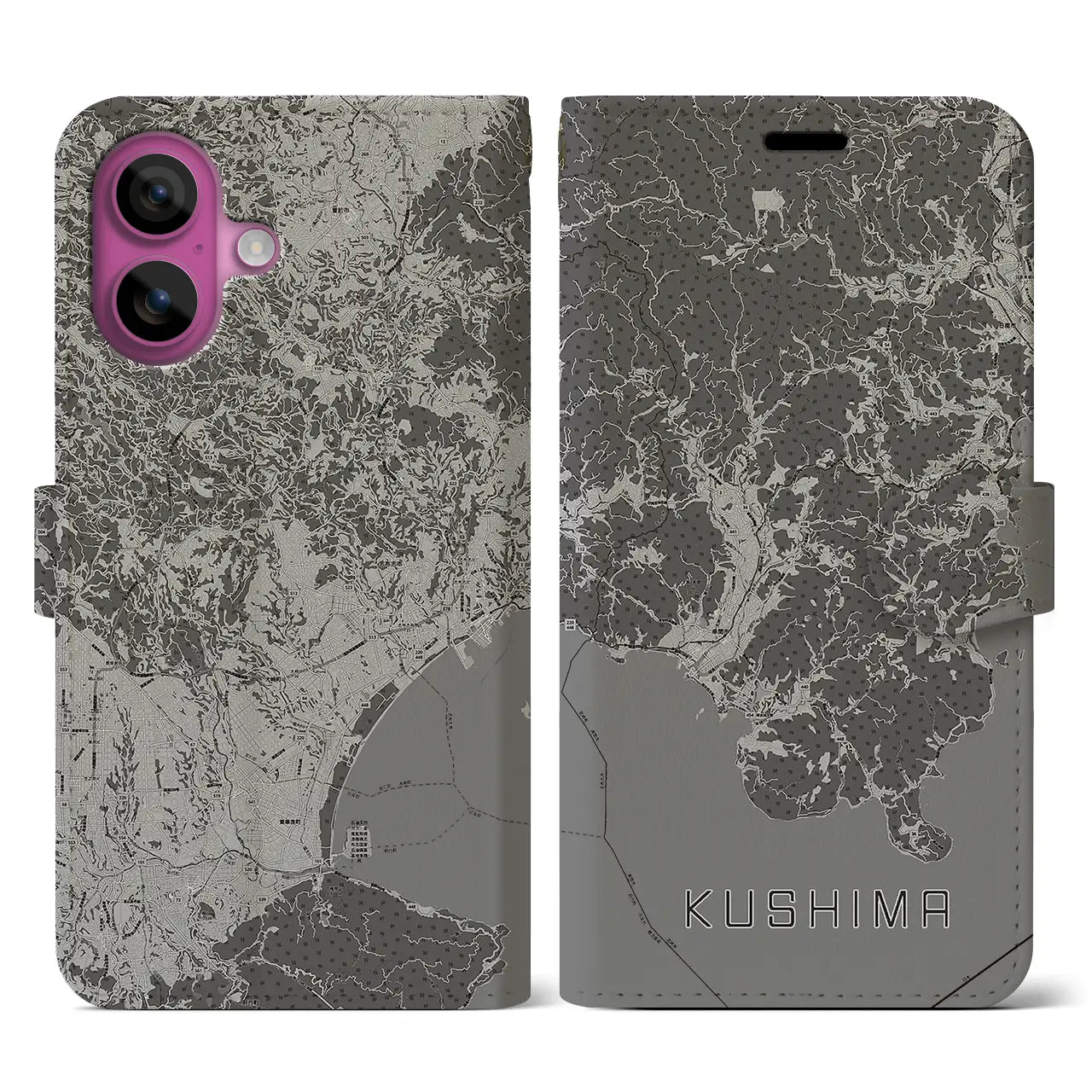 【串間(宮崎県)】地図柄iPhoneケース(手帳タイプ)