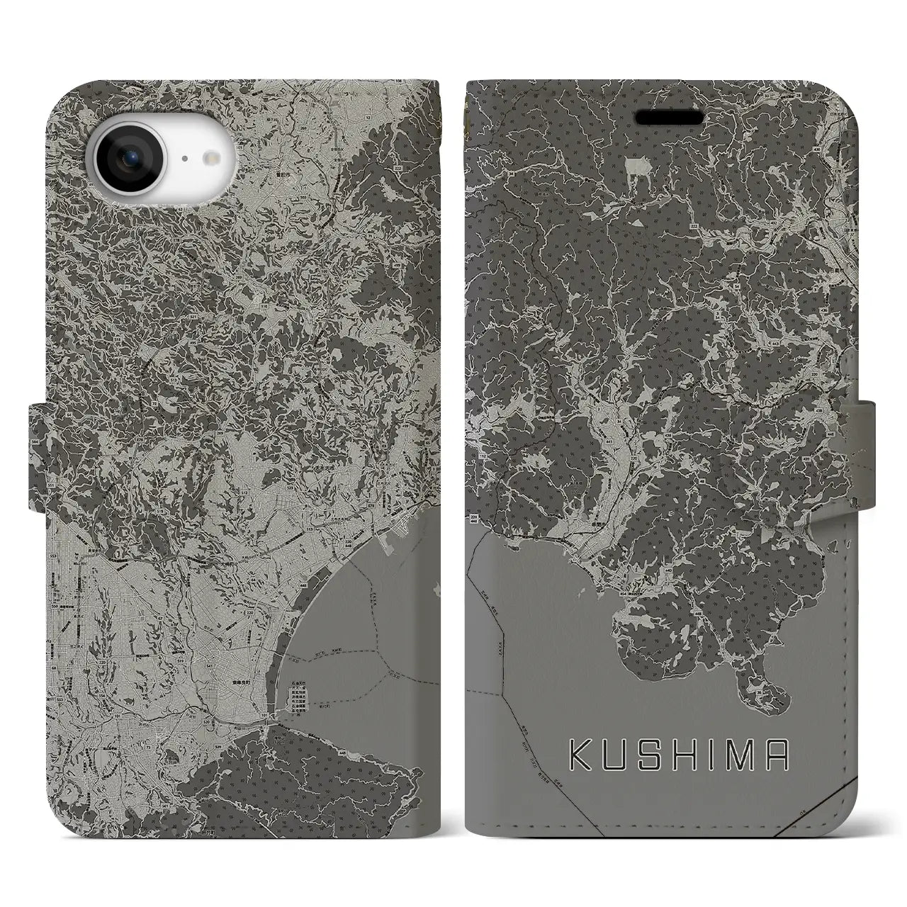 【串間(宮崎県)】地図柄iPhoneケース(手帳タイプ)