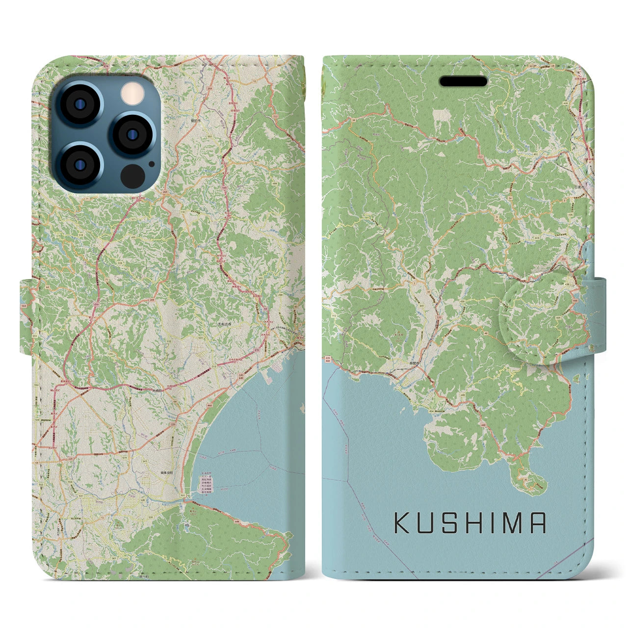 【串間(宮崎県)】地図柄iPhoneケース(手帳タイプ)