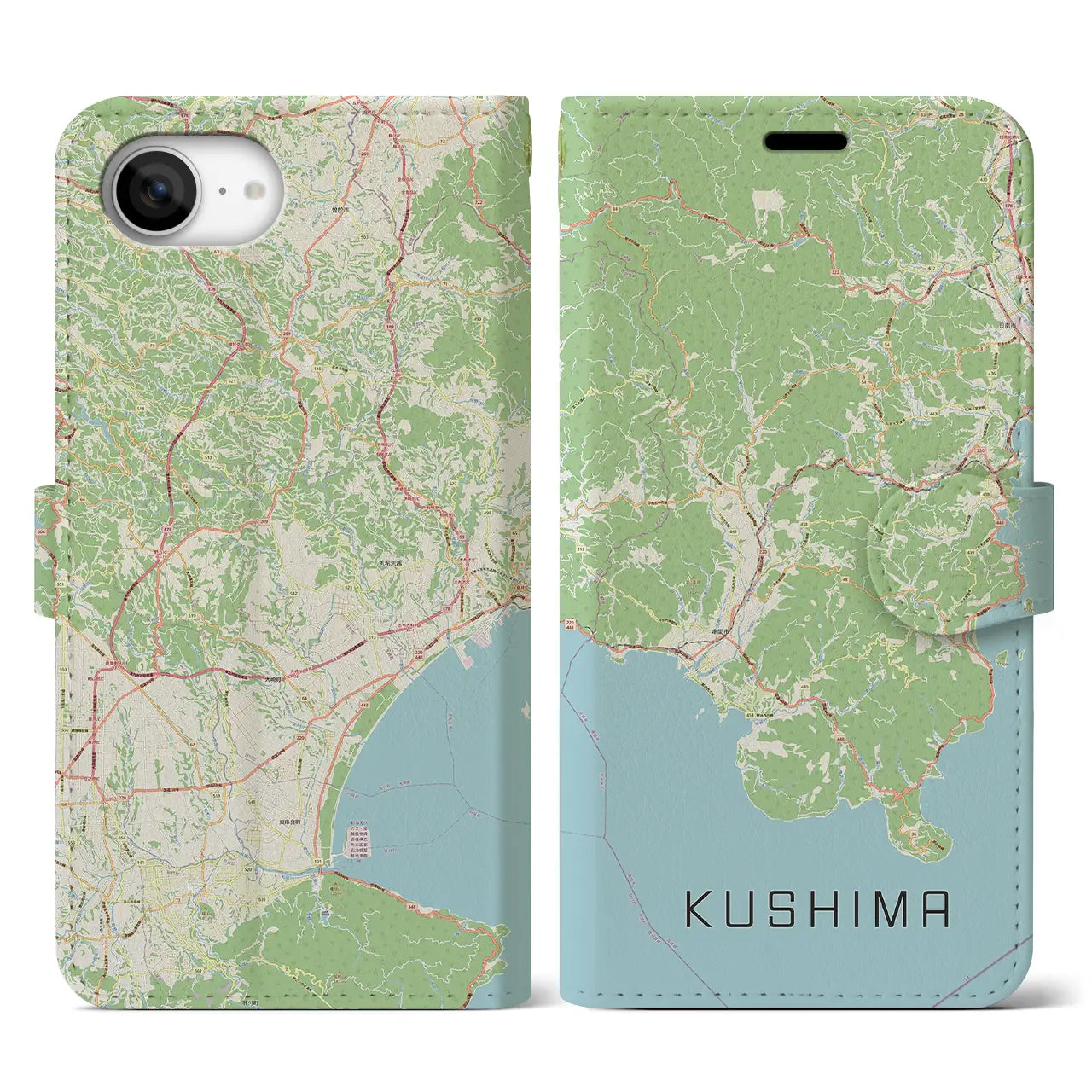 【串間(宮崎県)】地図柄iPhoneケース(手帳タイプ)