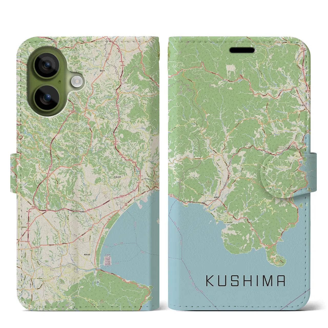 【串間(宮崎県)】地図柄iPhoneケース(手帳タイプ)