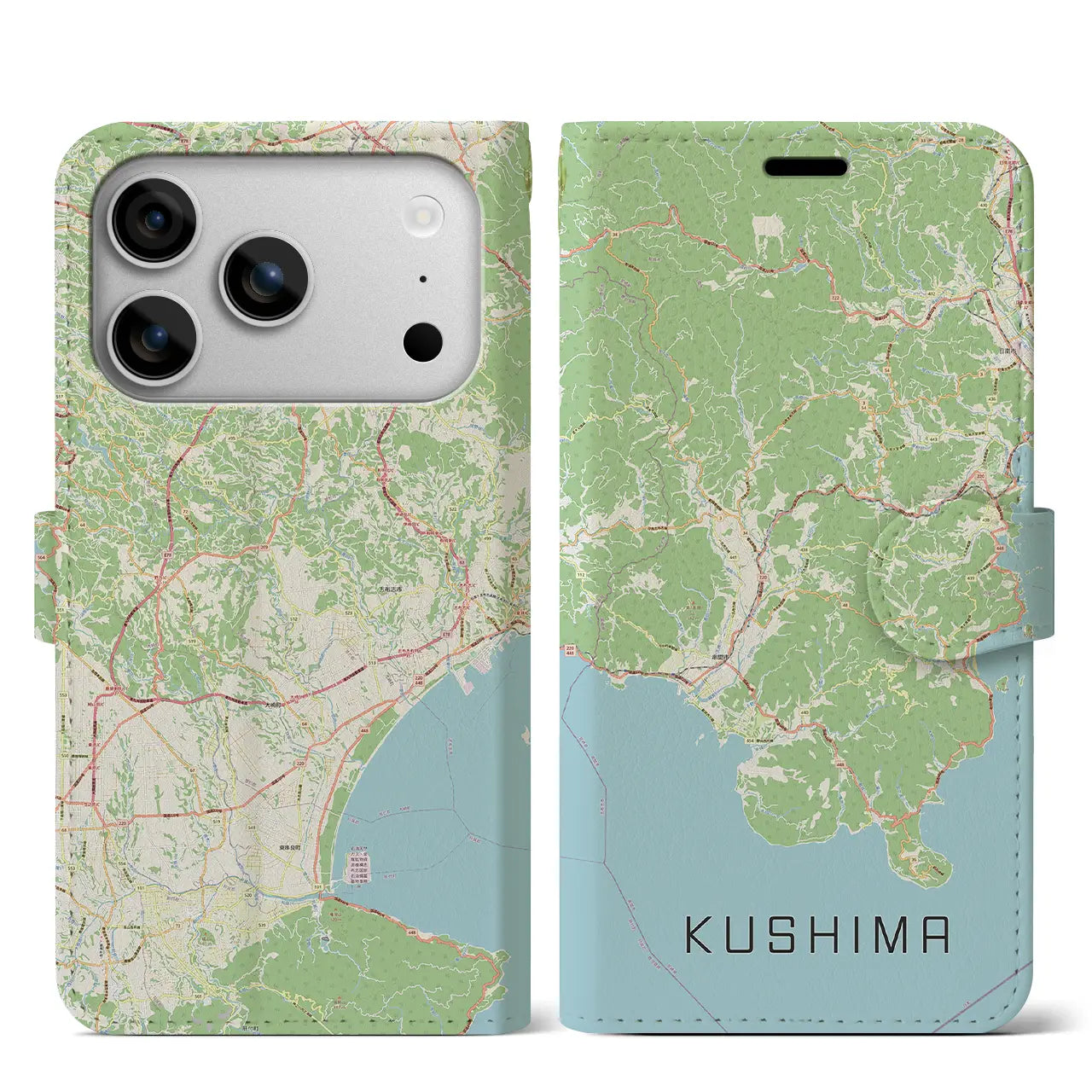 【串間(宮崎県)】地図柄iPhoneケース(手帳タイプ)