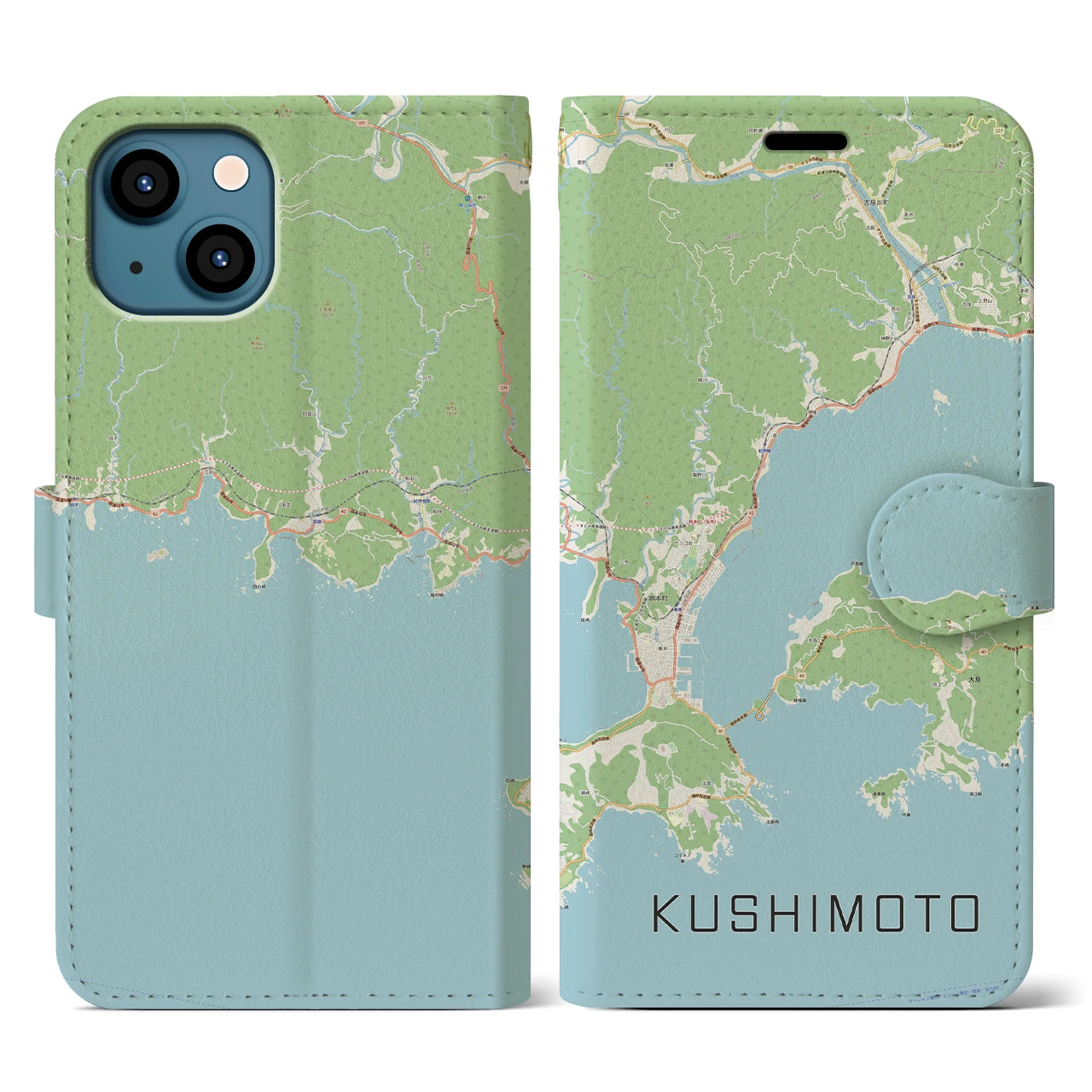 【串本(和歌山県)】地図柄iPhoneケース(手帳タイプ)