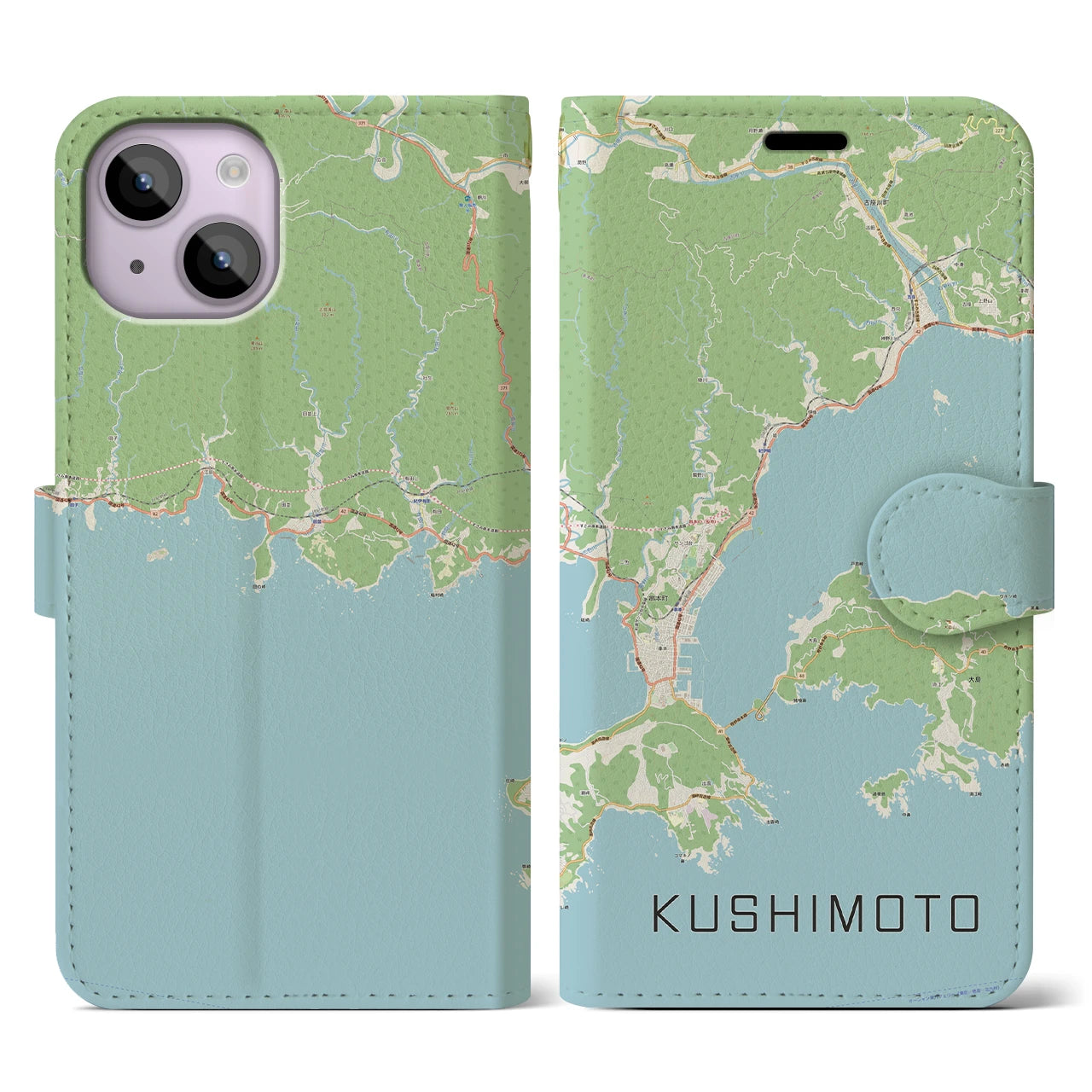 【串本(和歌山県)】地図柄iPhoneケース(手帳タイプ)