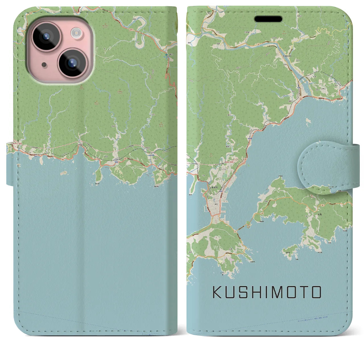 【串本(和歌山県)】地図柄iPhoneケース(手帳タイプ)