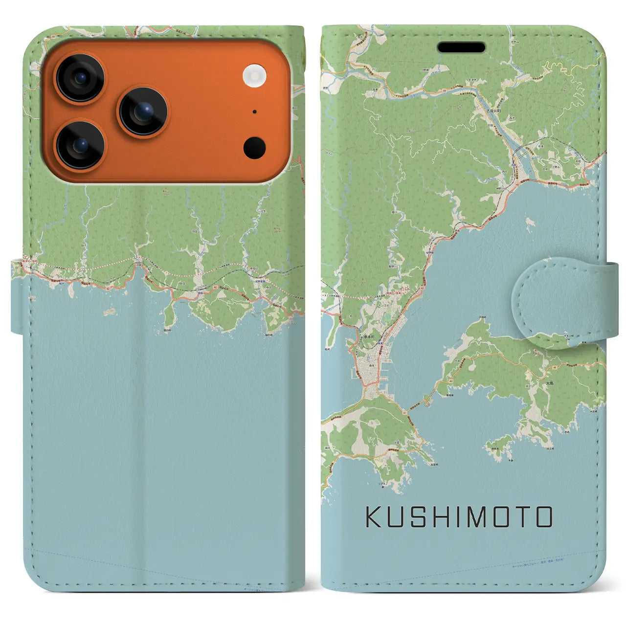 【串本(和歌山県)】地図柄iPhoneケース(手帳タイプ)