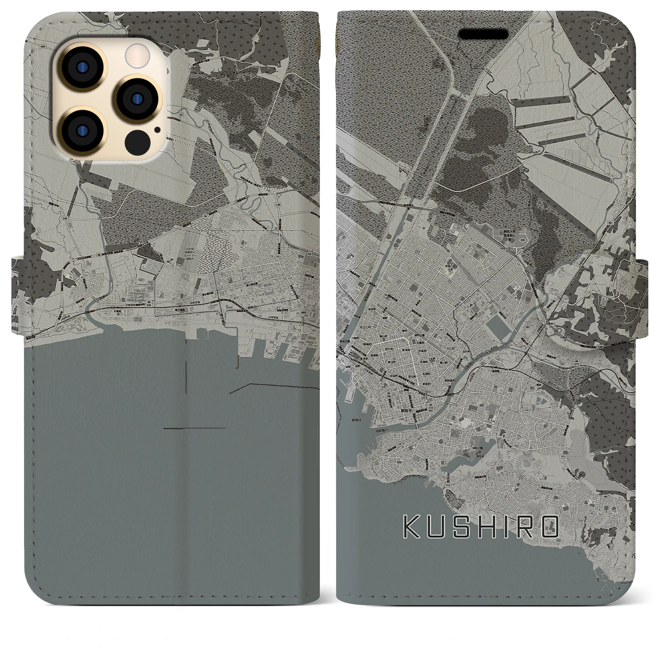 【釧路(北海道)】地図柄iPhoneケース(手帳タイプ)