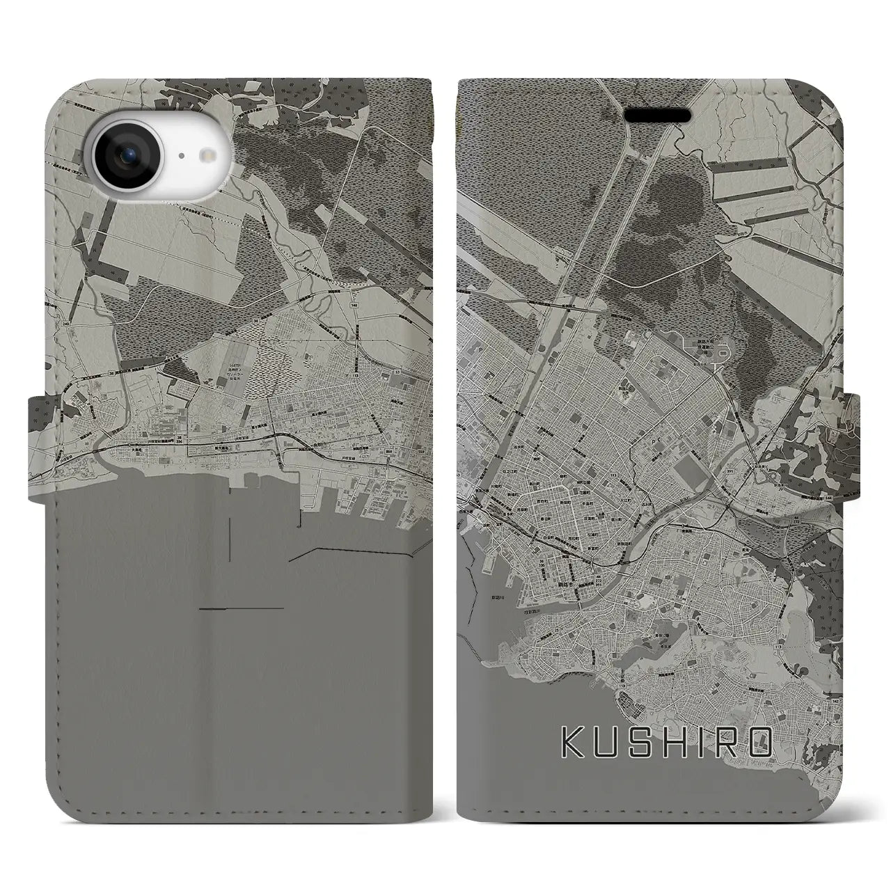 【釧路(北海道)】地図柄iPhoneケース(手帳タイプ)