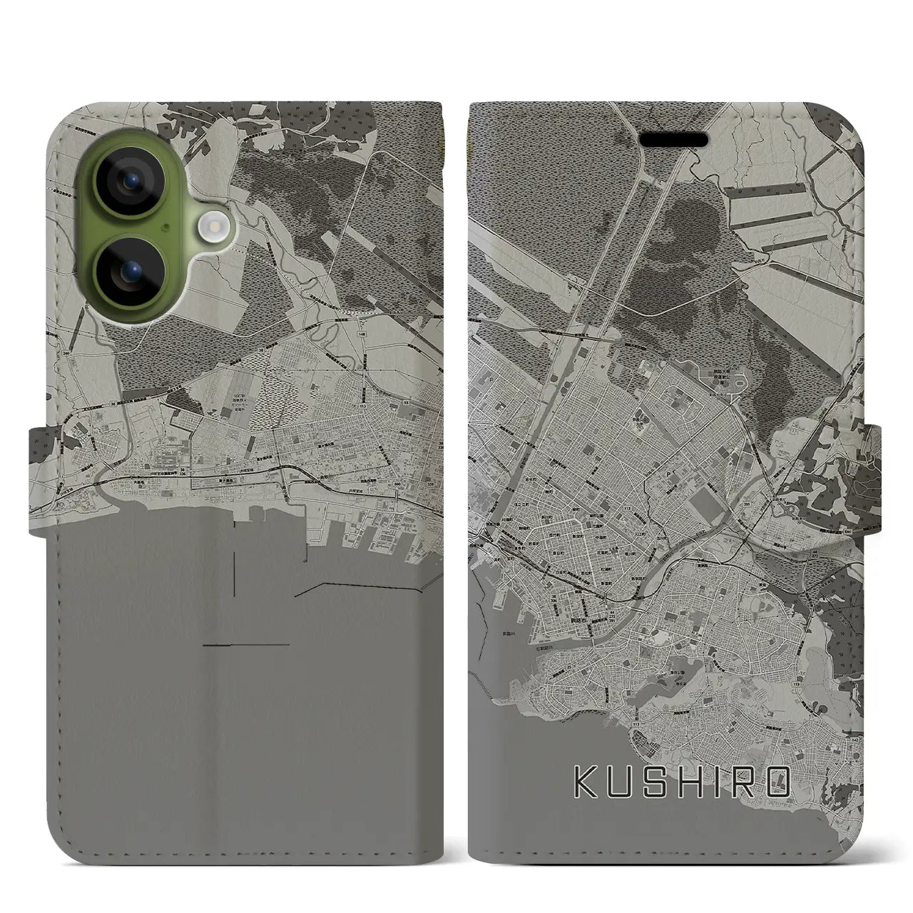 【釧路(北海道)】地図柄iPhoneケース(手帳タイプ)