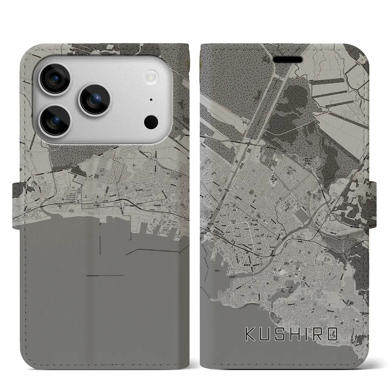 【釧路(北海道)】地図柄iPhoneケース(手帳タイプ)