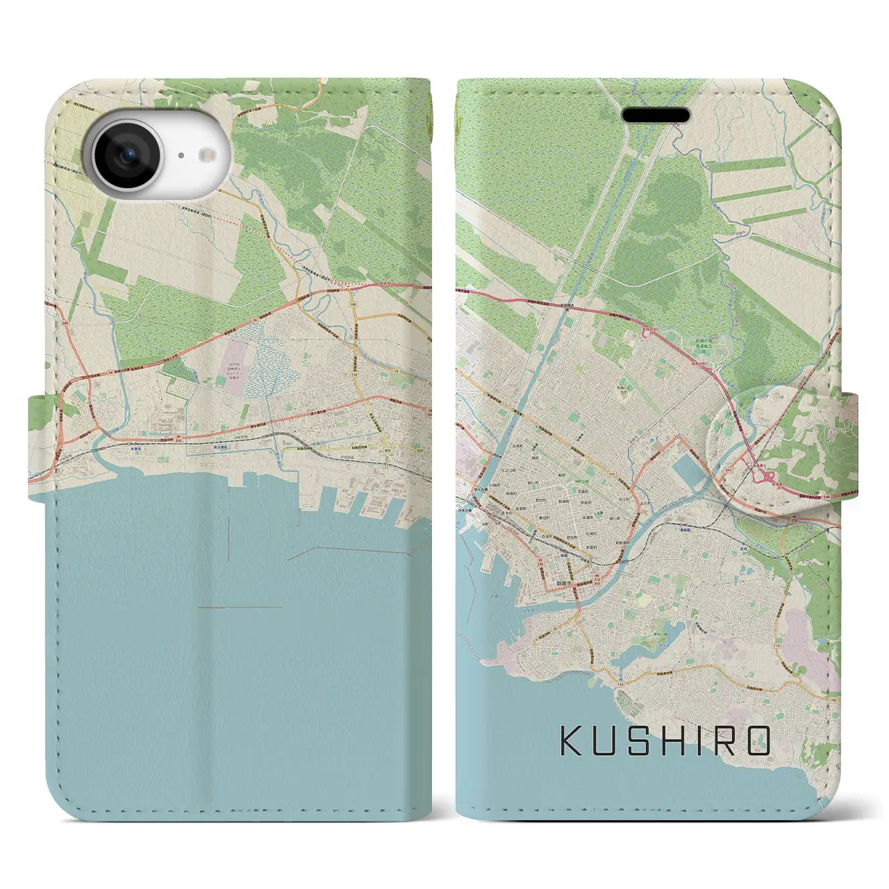 【釧路(北海道)】地図柄iPhoneケース(手帳タイプ)