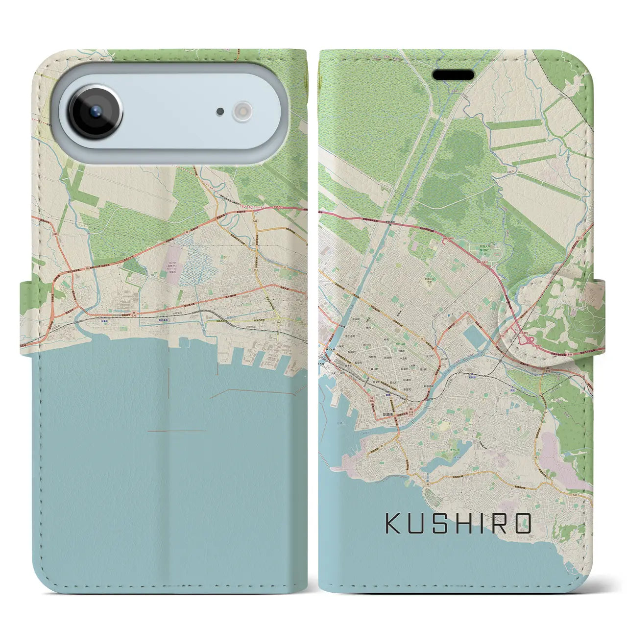 【釧路(北海道)】地図柄iPhoneケース(手帳タイプ)