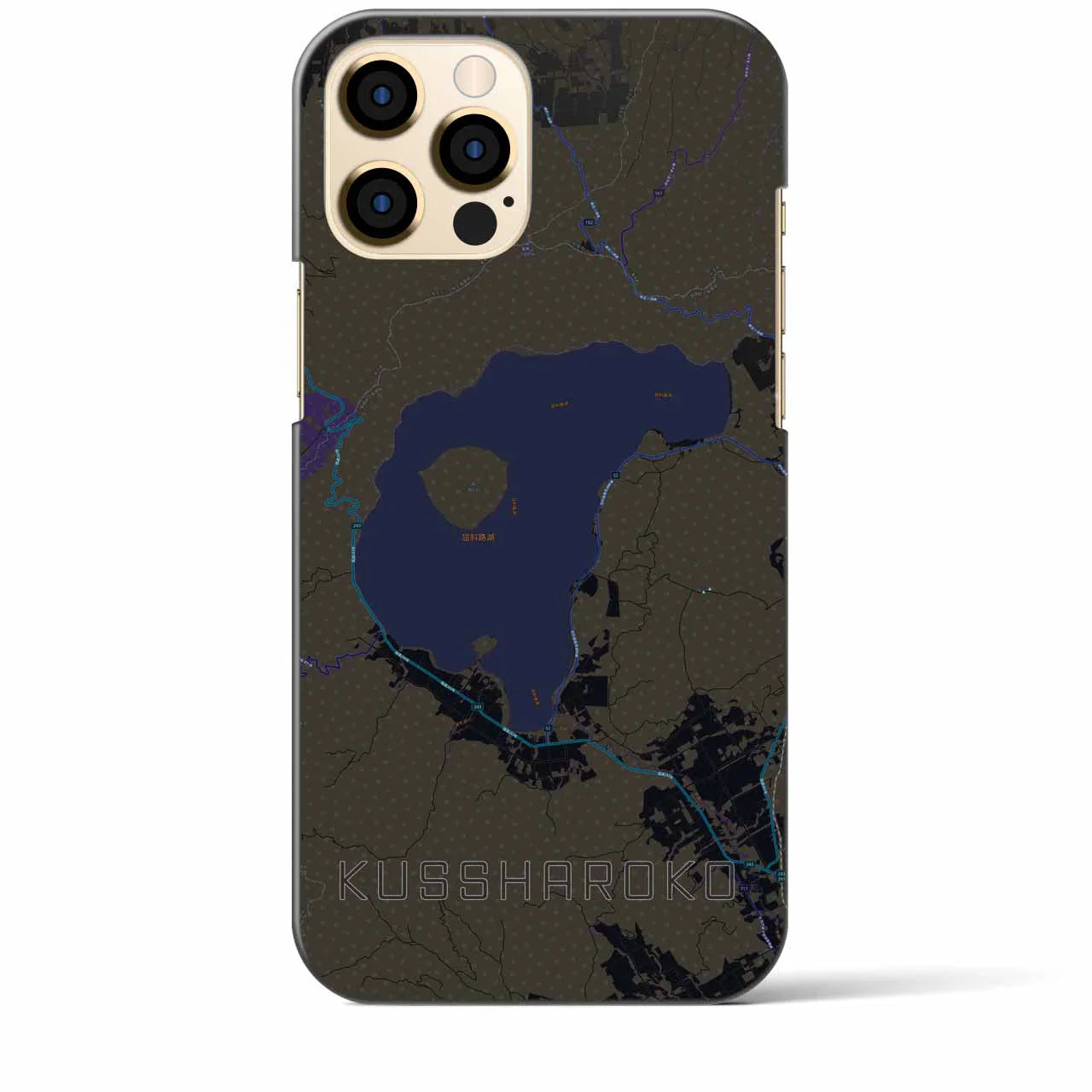 【屈斜路湖(北海道)】地図柄iPhoneケース(バックカバータイプ)