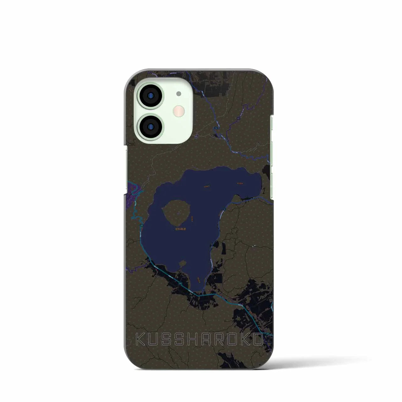 【屈斜路湖(北海道)】地図柄iPhoneケース(バックカバータイプ)