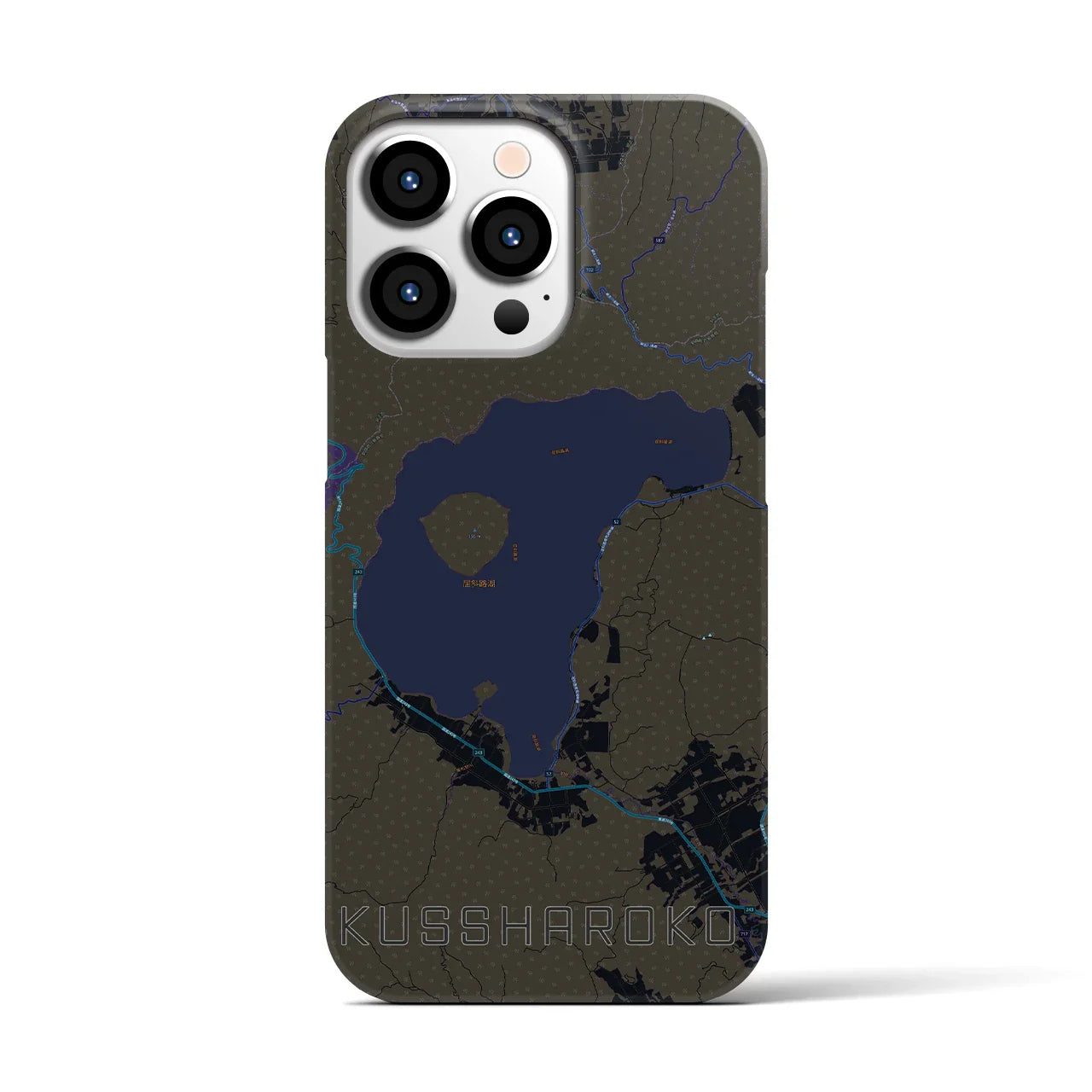 【屈斜路湖(北海道)】地図柄iPhoneケース(バックカバータイプ)