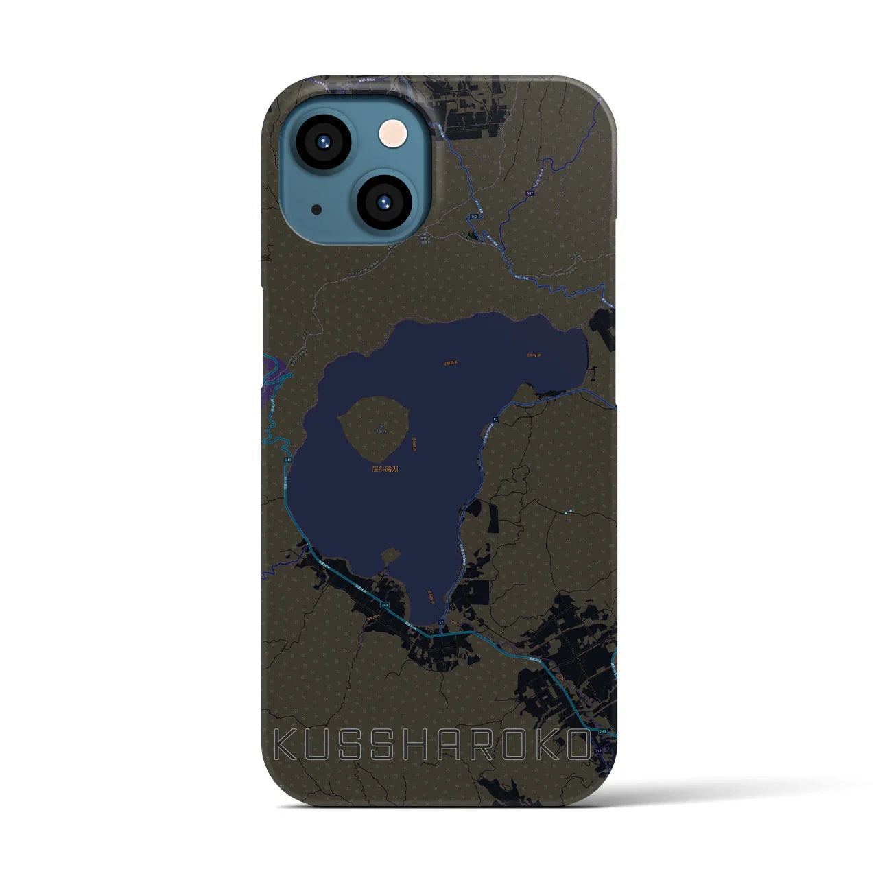 【屈斜路湖(北海道)】地図柄iPhoneケース(バックカバータイプ)