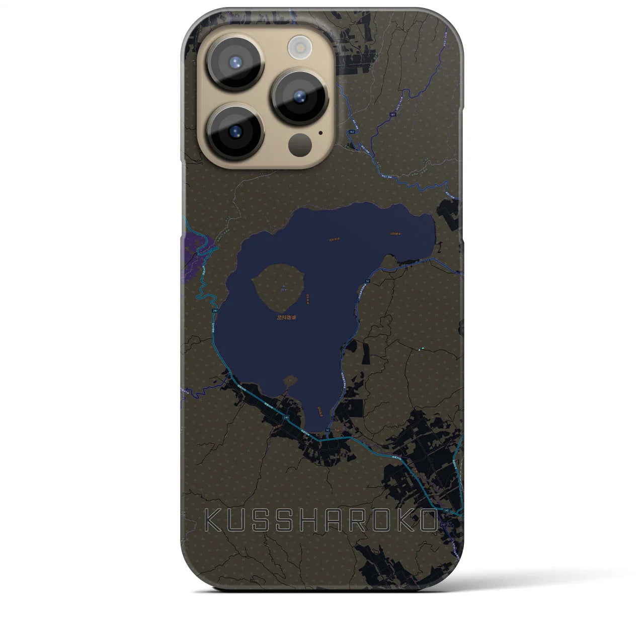 【屈斜路湖(北海道)】地図柄iPhoneケース(バックカバータイプ)