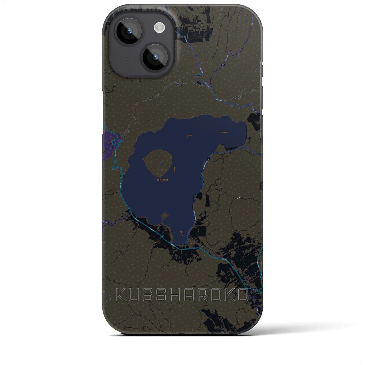 【屈斜路湖(北海道)】地図柄iPhoneケース(バックカバータイプ)