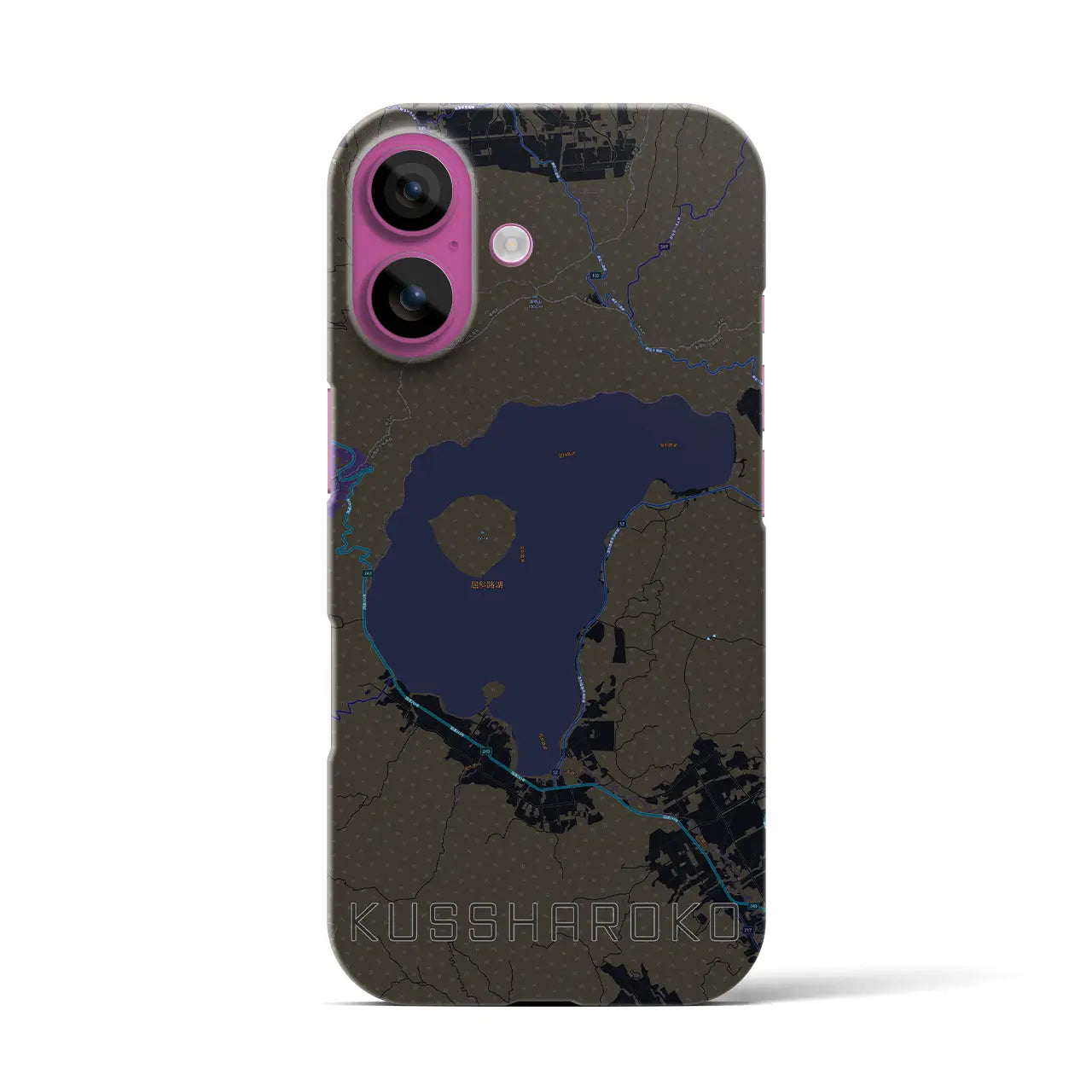 【屈斜路湖(北海道)】地図柄iPhoneケース(バックカバータイプ)