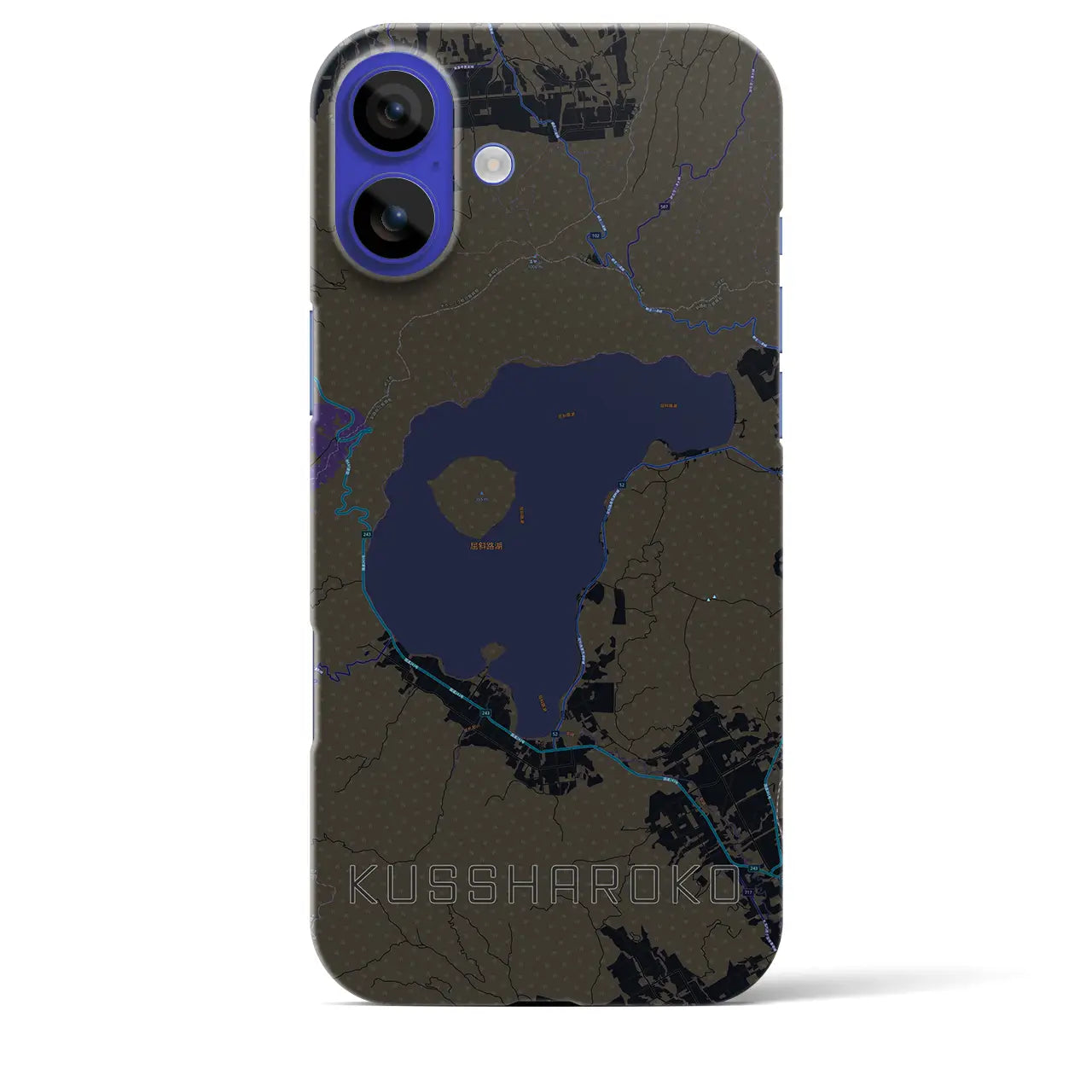 【屈斜路湖(北海道)】地図柄iPhoneケース(バックカバータイプ)