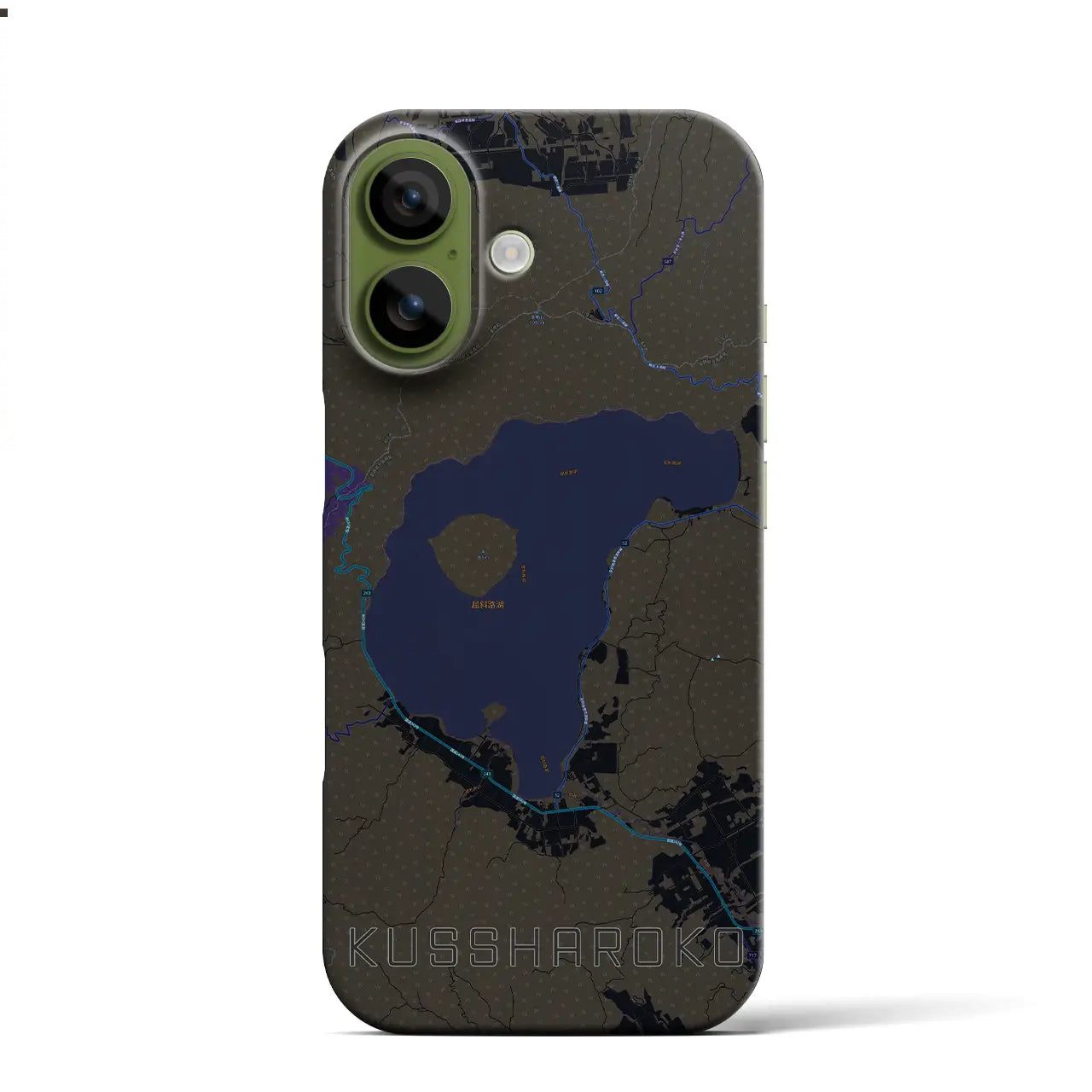 【屈斜路湖(北海道)】地図柄iPhoneケース(バックカバータイプ)