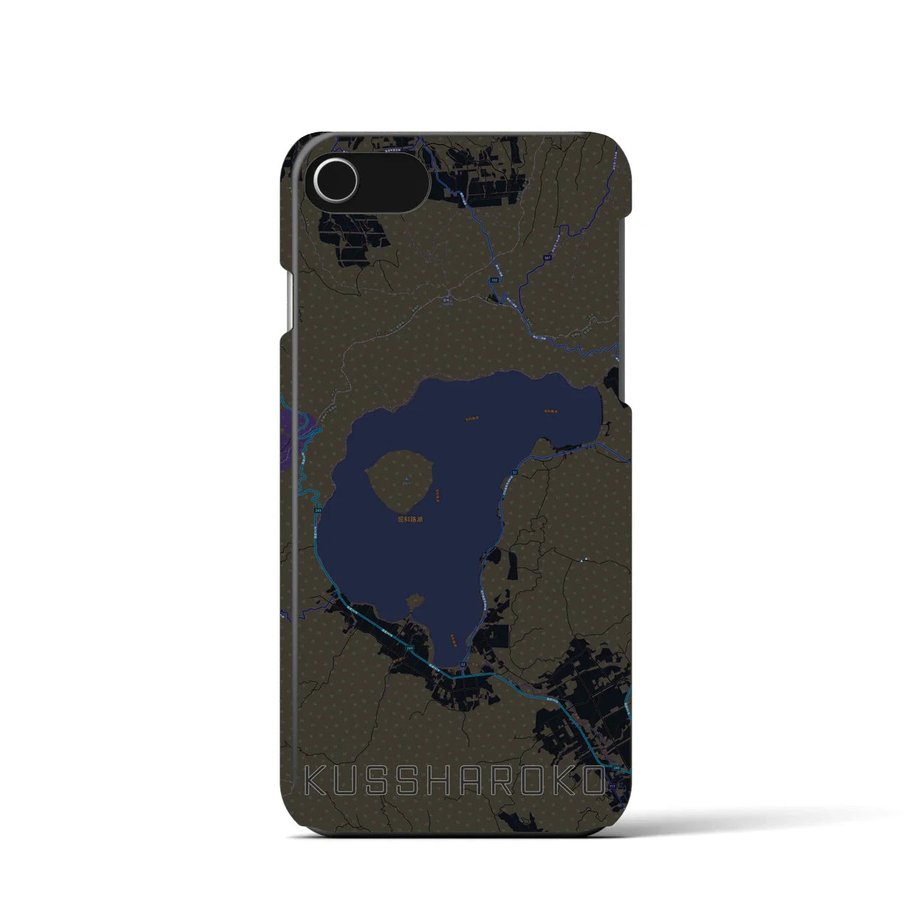 【屈斜路湖(北海道)】地図柄iPhoneケース(バックカバータイプ)