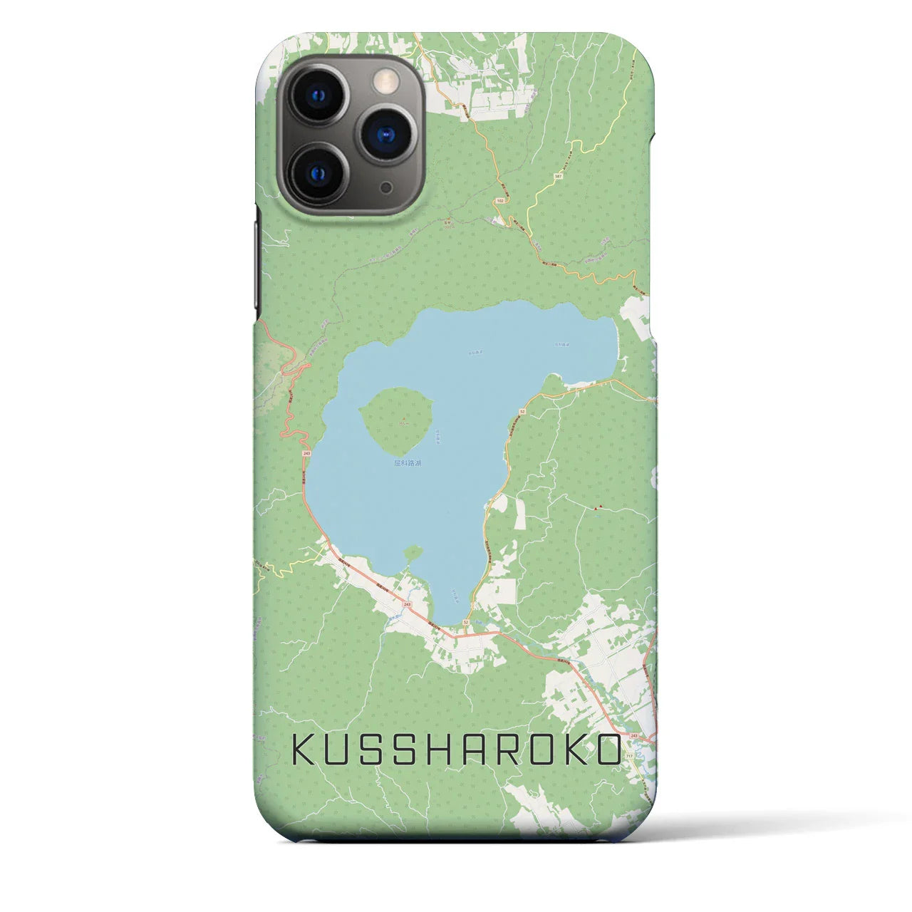 【屈斜路湖(北海道)】地図柄iPhoneケース(バックカバータイプ)