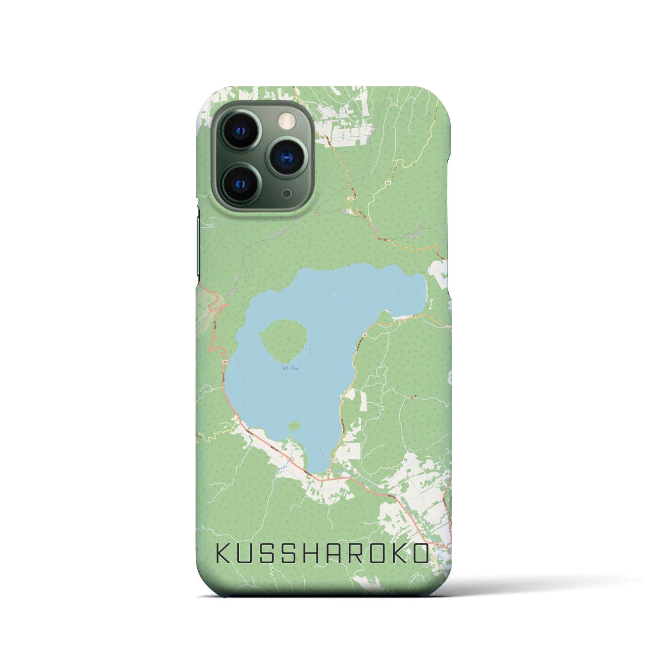 【屈斜路湖(北海道)】地図柄iPhoneケース(バックカバータイプ)