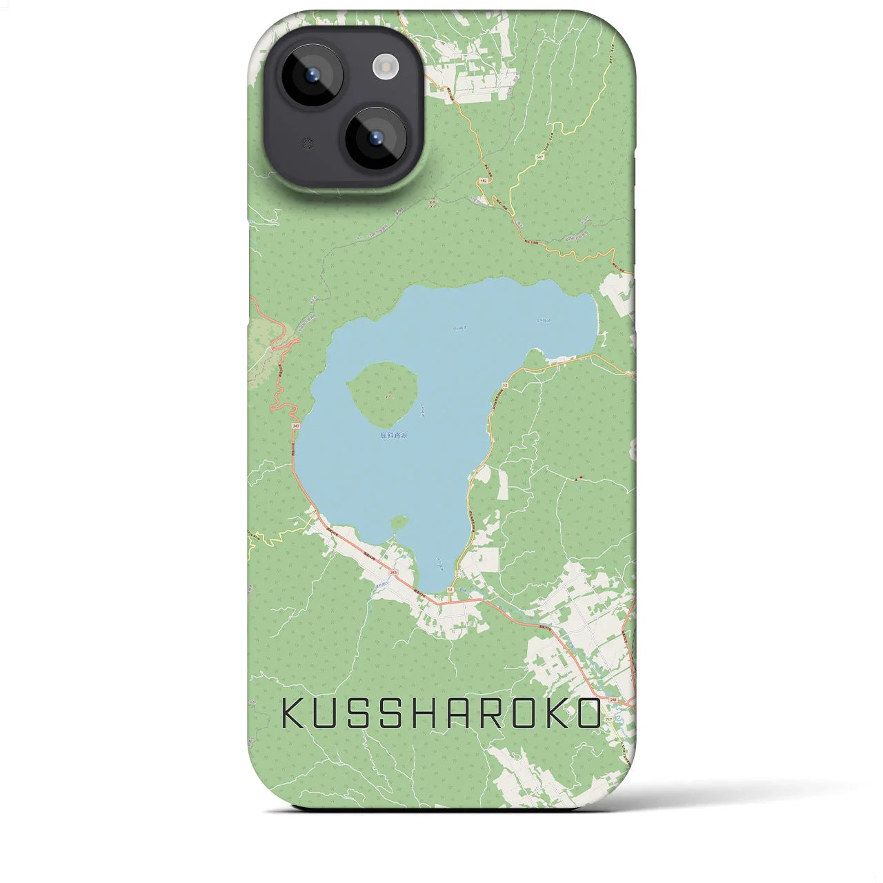 【屈斜路湖(北海道)】地図柄iPhoneケース(バックカバータイプ)