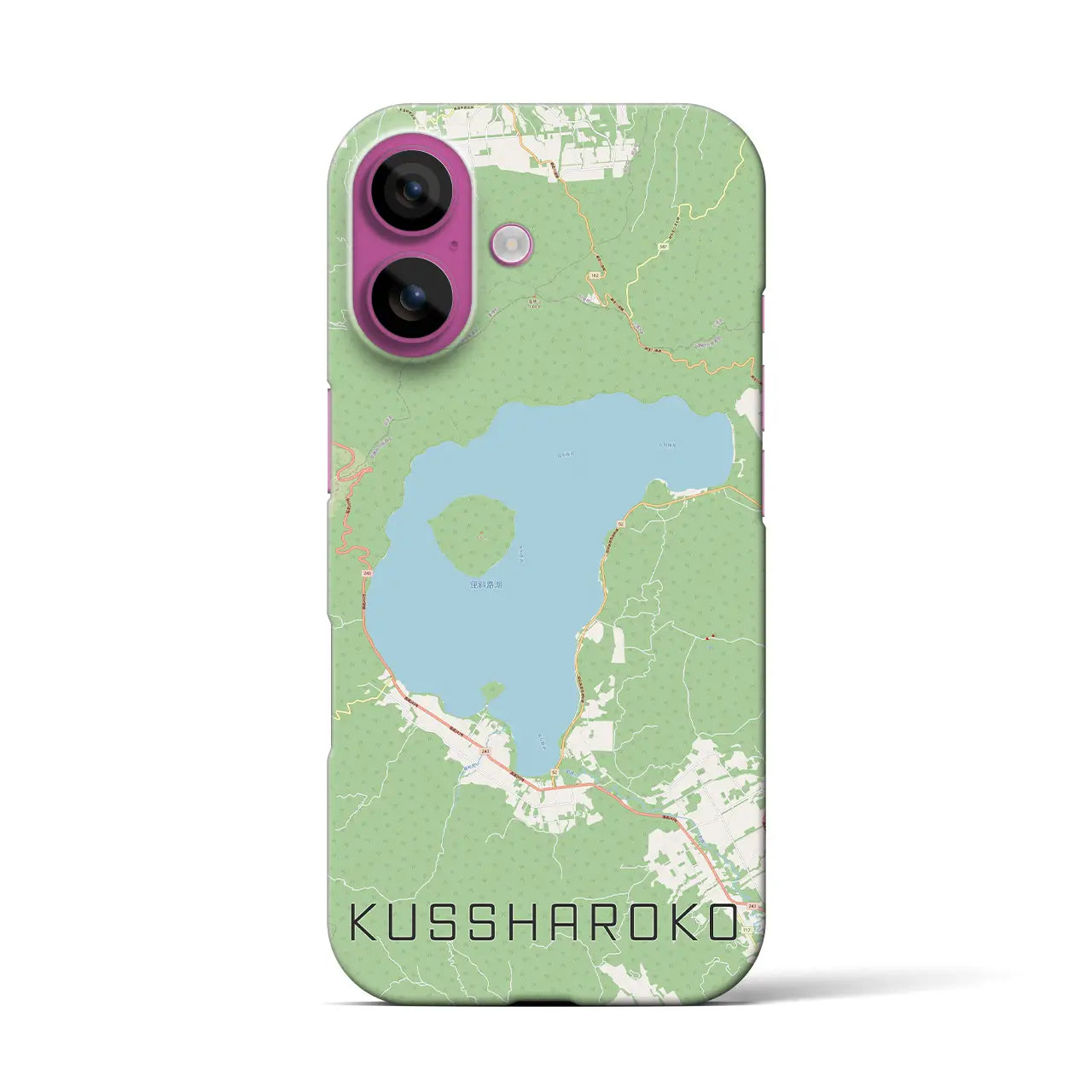 【屈斜路湖(北海道)】地図柄iPhoneケース(バックカバータイプ)