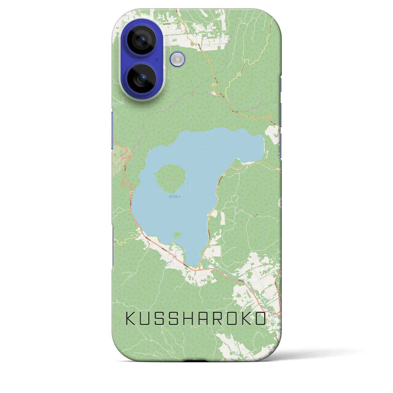 【屈斜路湖(北海道)】地図柄iPhoneケース(バックカバータイプ)