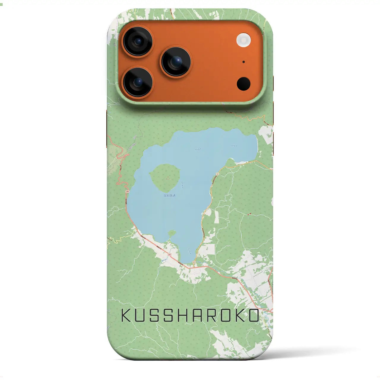 【屈斜路湖(北海道)】地図柄iPhoneケース(バックカバータイプ)