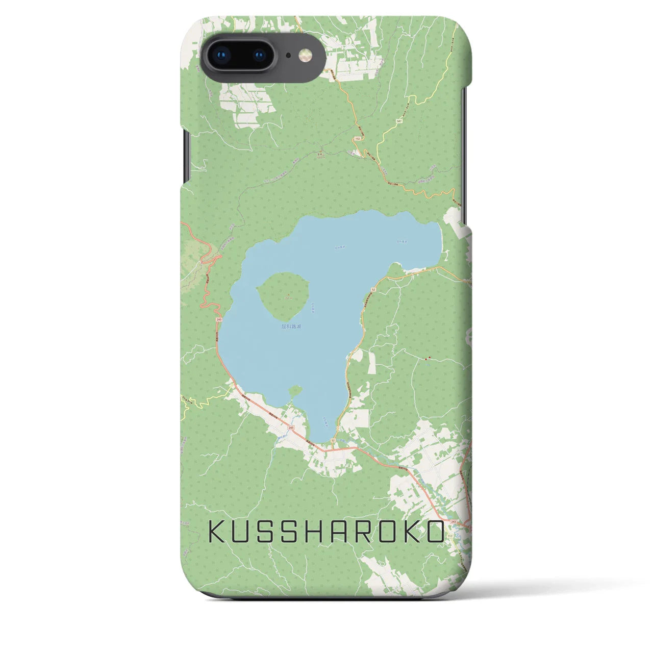 【屈斜路湖(北海道)】地図柄iPhoneケース(バックカバータイプ)