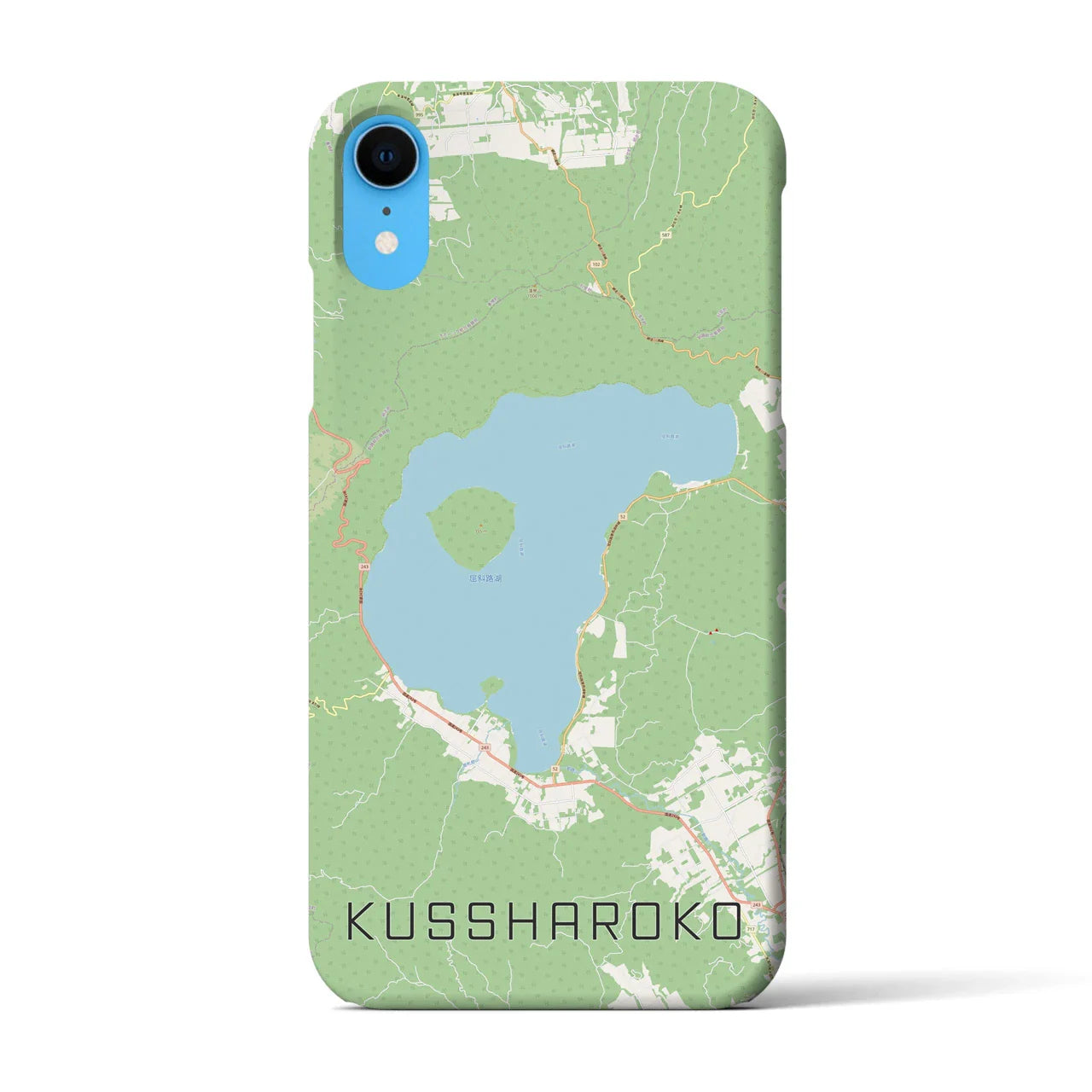 【屈斜路湖(北海道)】地図柄iPhoneケース(バックカバータイプ)