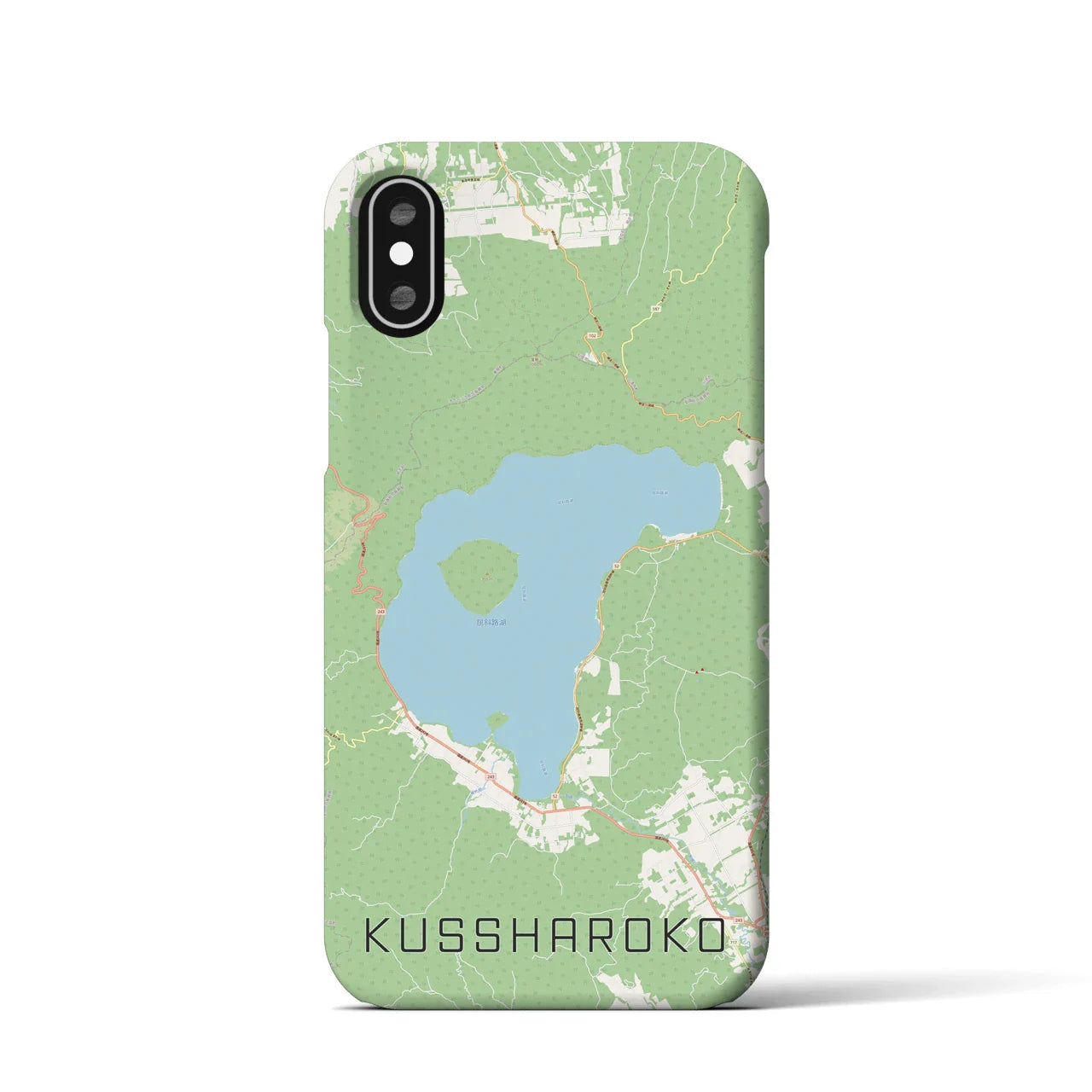 【屈斜路湖(北海道)】地図柄iPhoneケース(バックカバータイプ)