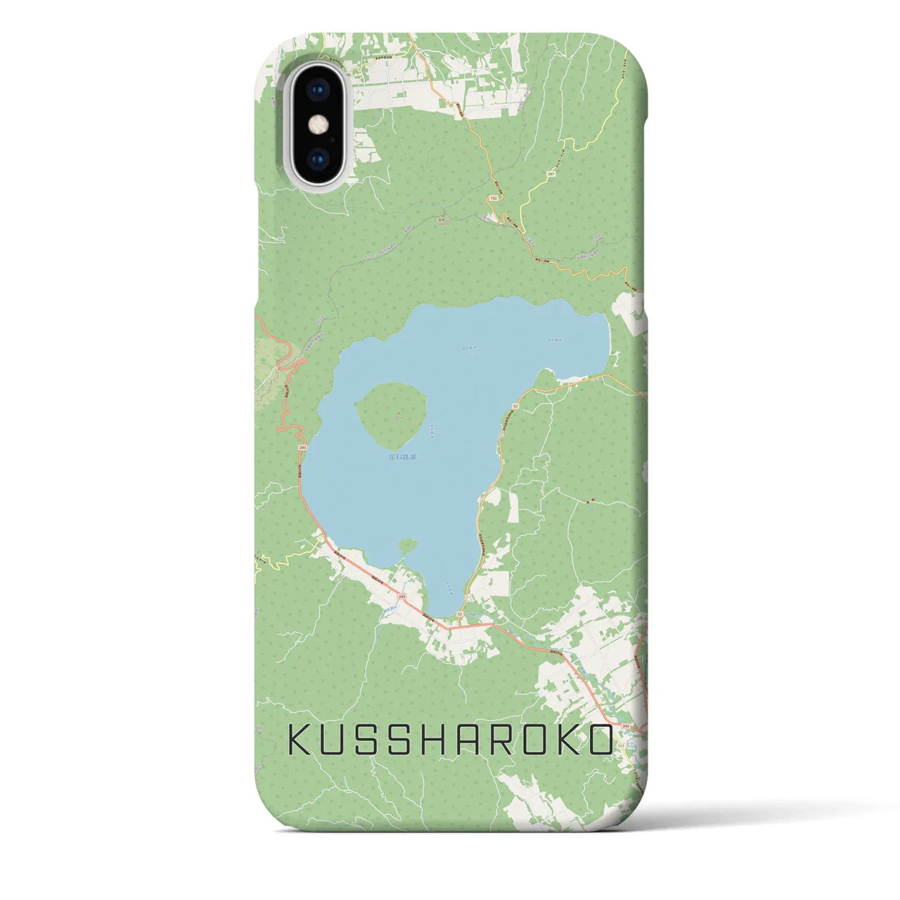 【屈斜路湖(北海道)】地図柄iPhoneケース(バックカバータイプ)