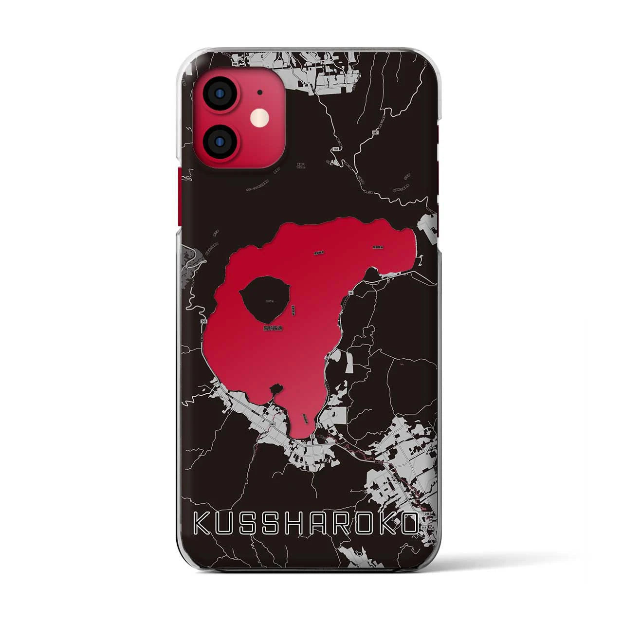 【屈斜路湖(北海道)】地図柄iPhoneケース(クリアタイプ)