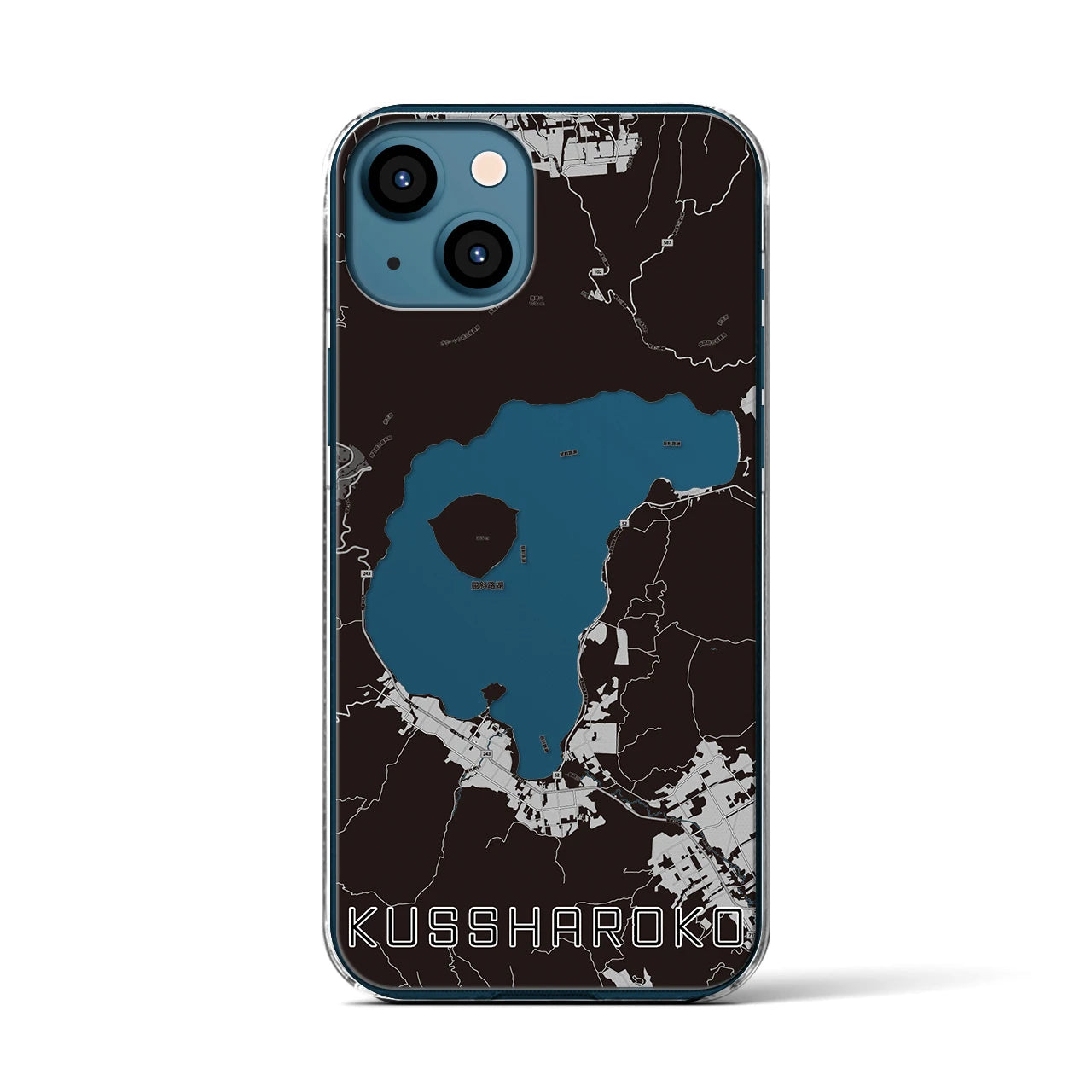 【屈斜路湖(北海道)】地図柄iPhoneケース(クリアタイプ)