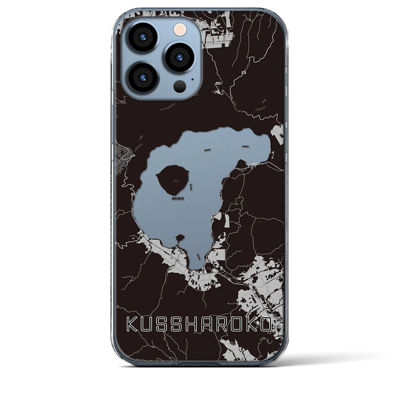 【屈斜路湖(北海道)】地図柄iPhoneケース(クリアタイプ)