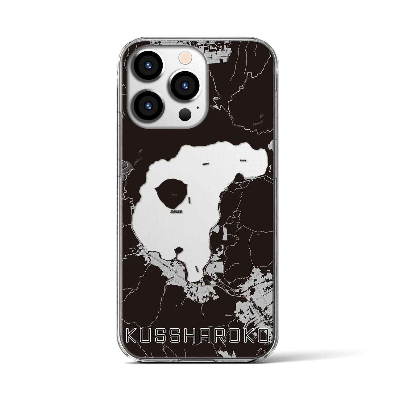 【屈斜路湖(北海道)】地図柄iPhoneケース(クリアタイプ)