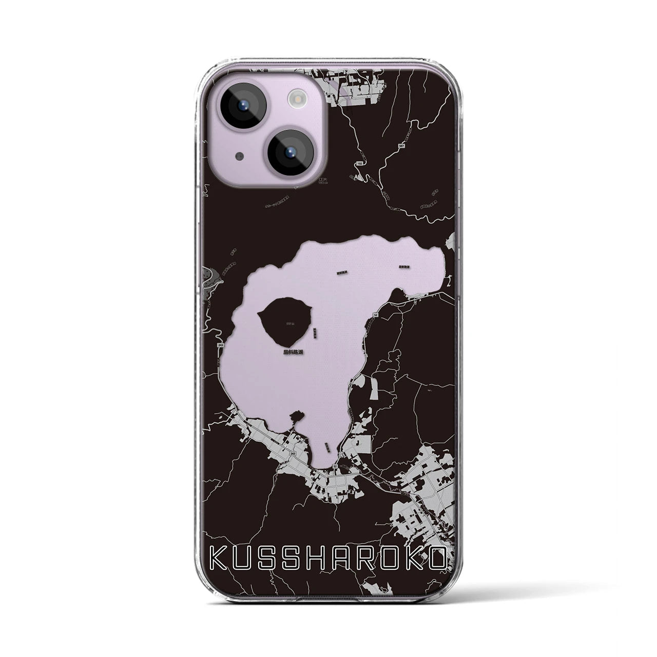 【屈斜路湖(北海道)】地図柄iPhoneケース(クリアタイプ)