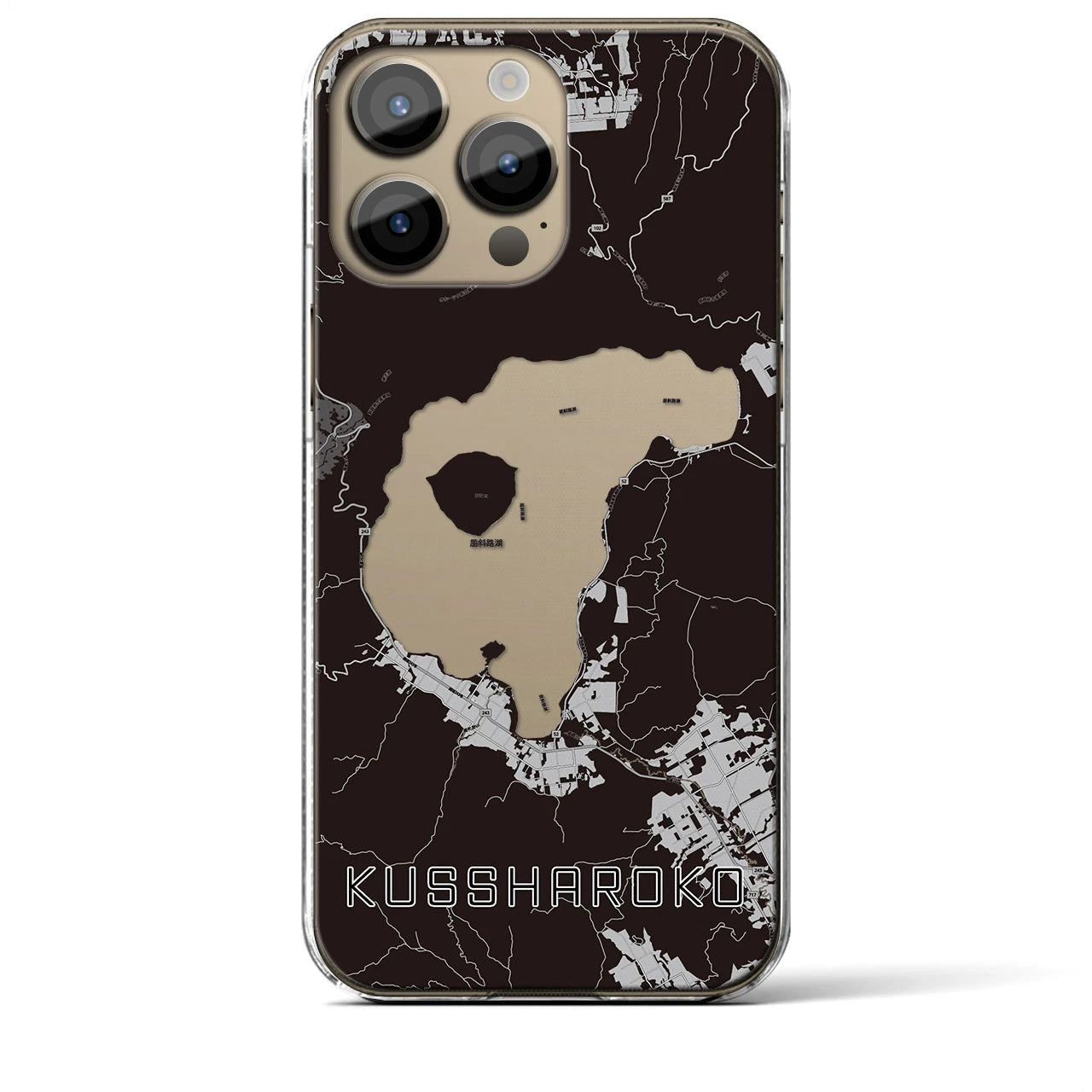 【屈斜路湖(北海道)】地図柄iPhoneケース(クリアタイプ)